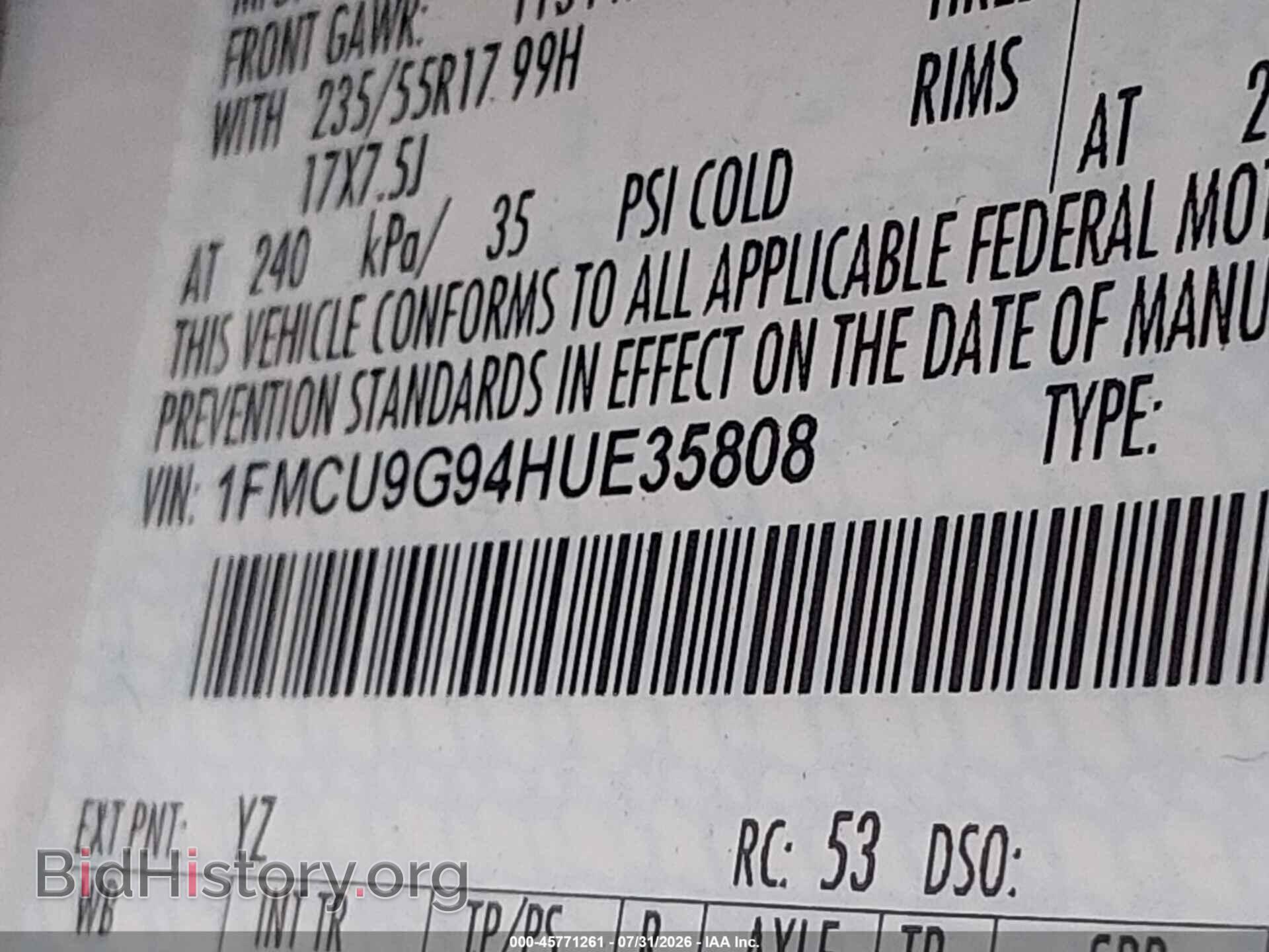 2017 FORD ESCAPE - VIN: 1FMCU9G94HUE35808 - Фото 9