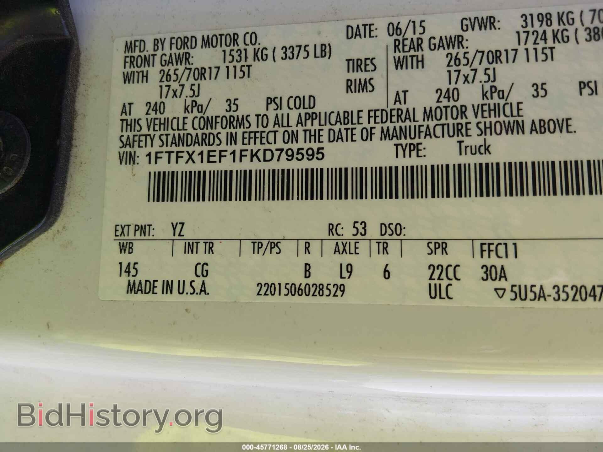 2015 FORD F-150 - VIN: 1FTFX1EF1FKD79595 - Фото 9