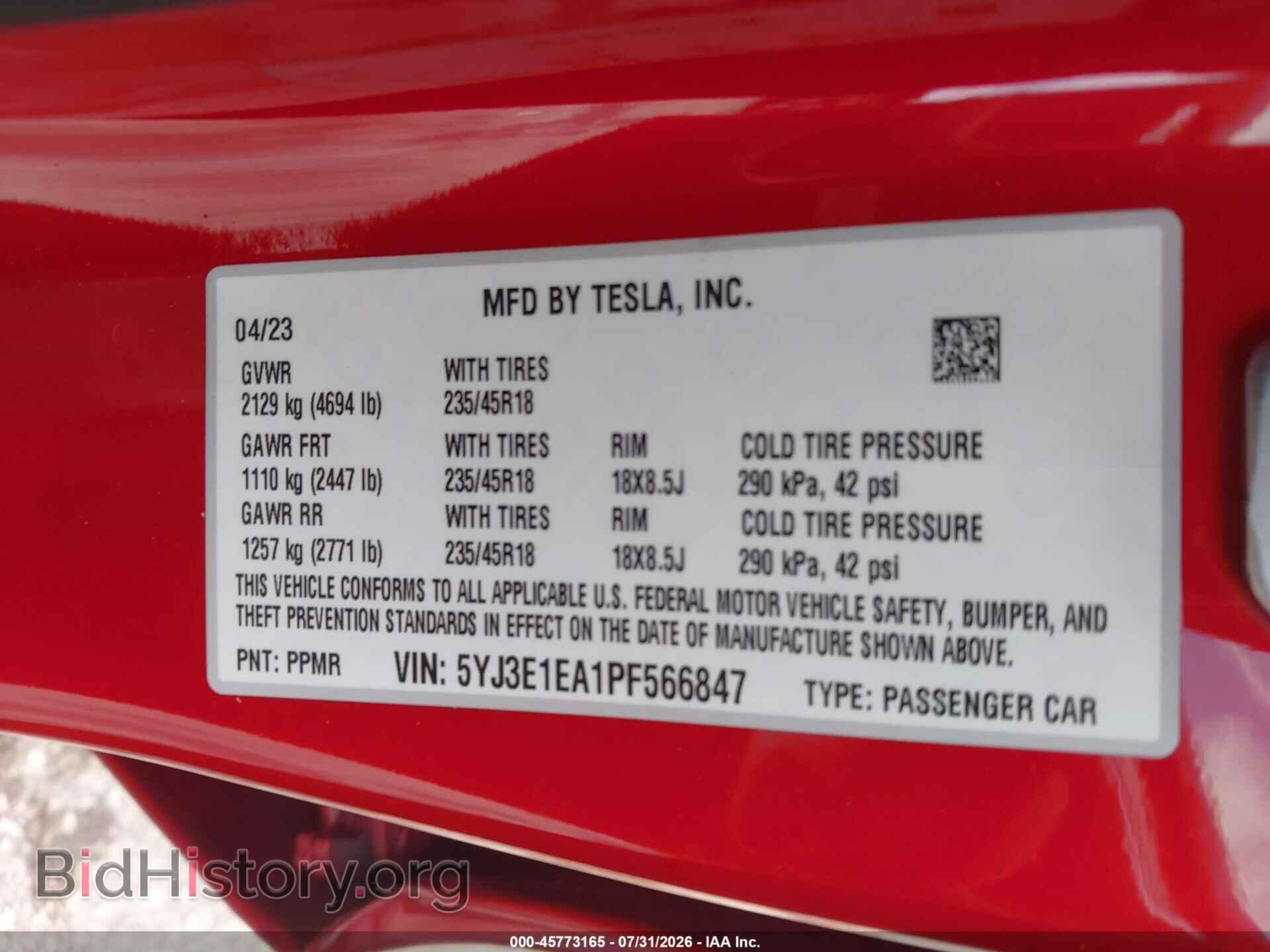 2023 TESLA MODEL 3 - VIN: 5YJ3E1EA1PF566847 - Фото 9
