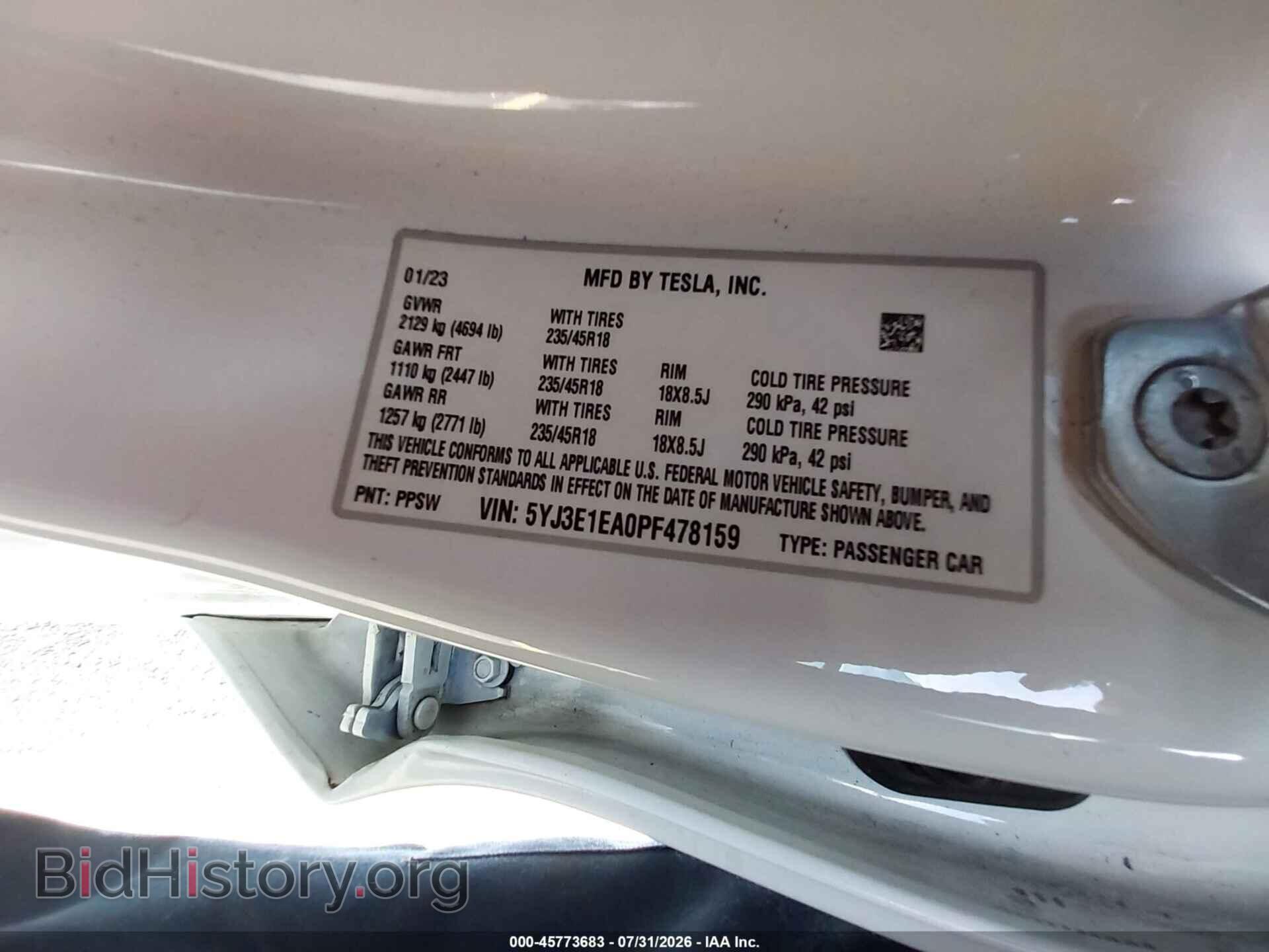 2023 TESLA MODEL 3 - VIN: 5YJ3E1EA0PF478159 - Фото 9