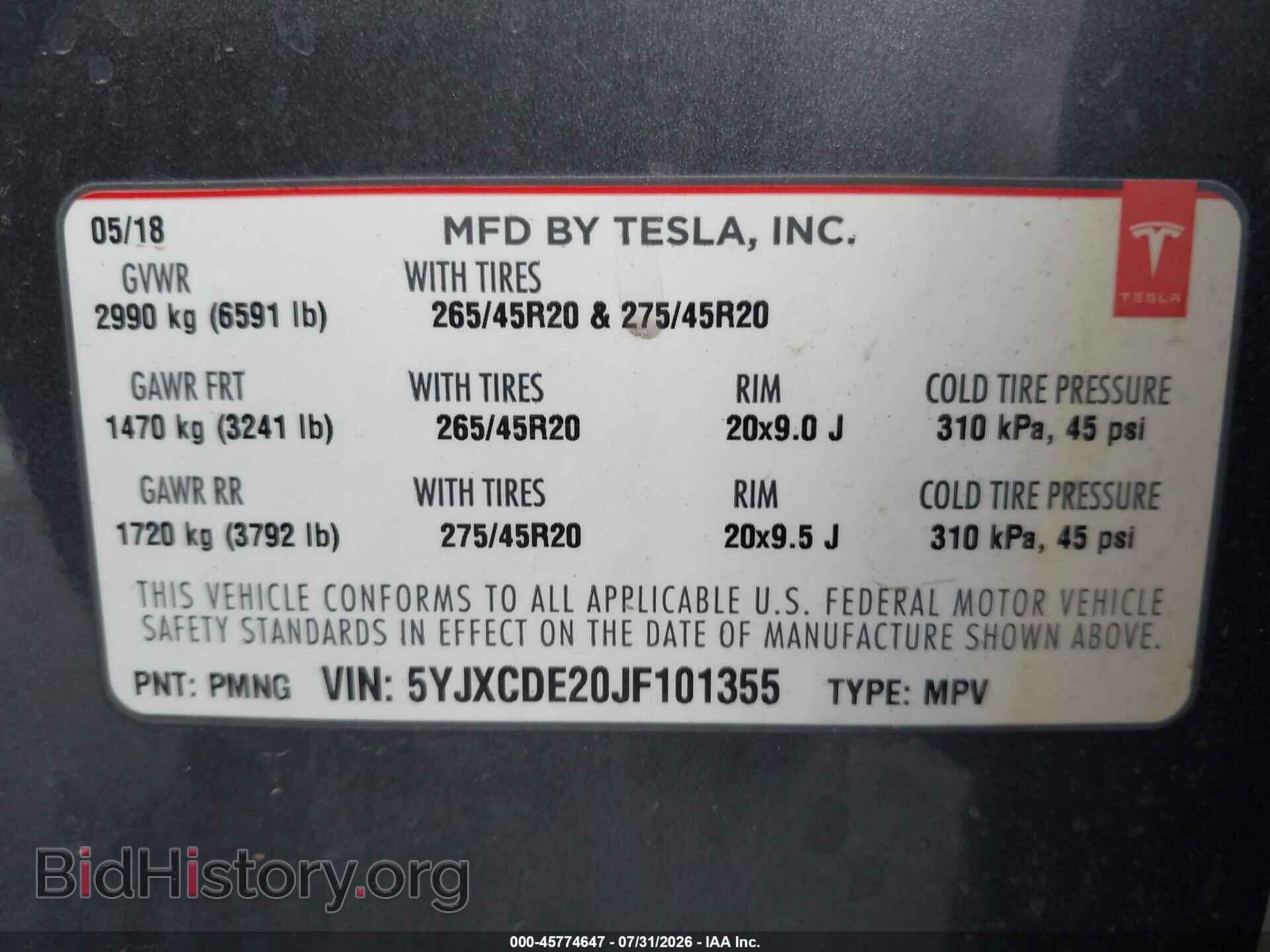 2018 TESLA MODEL X - VIN: 5YJXCDE20JF101355 - Photo 9