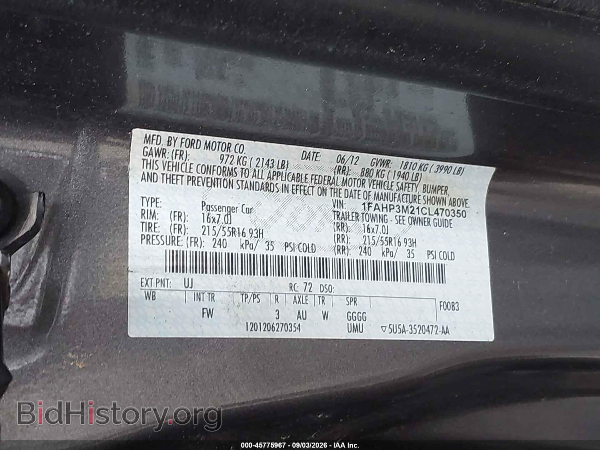 2012 FORD FOCUS - VIN: 1FAHP3M21CL470350 - Фото 9