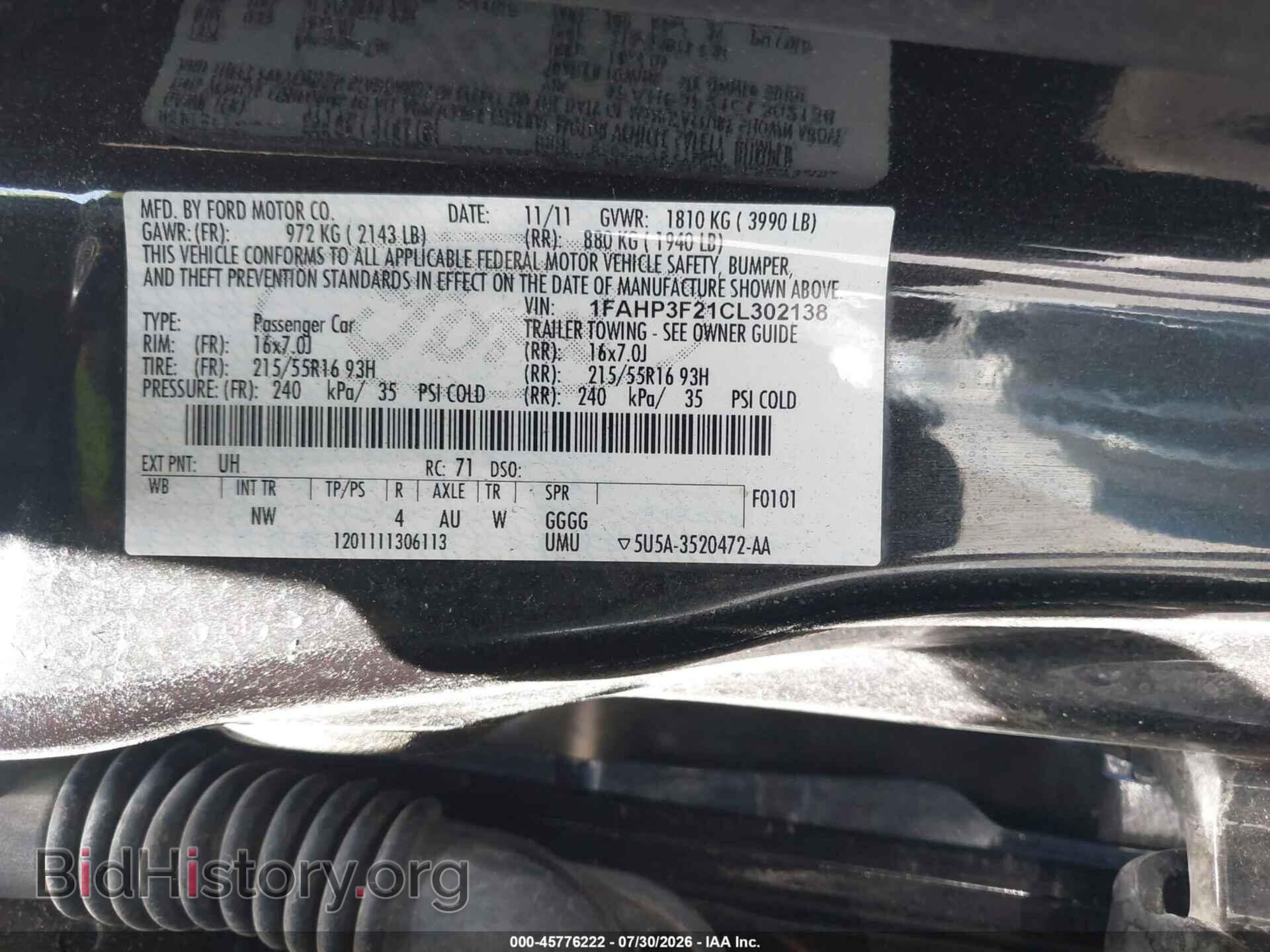 2012 FORD FOCUS - VIN: 1FAHP3F21CL302138 - Фото 9