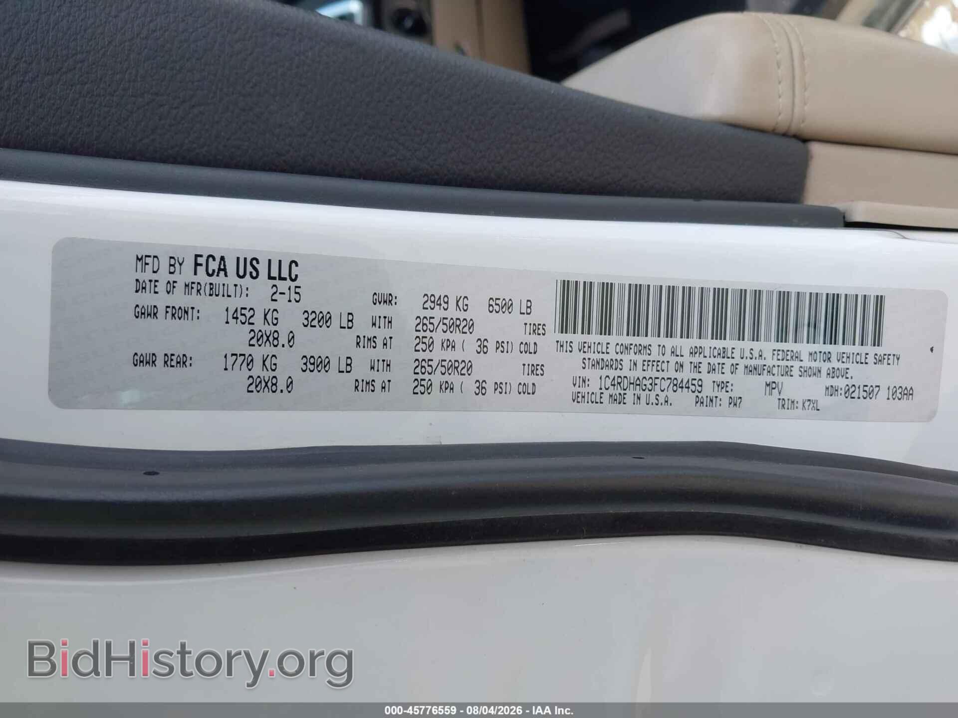 2015 DODGE DURANGO - VIN: 1C4RDHAG3FC784459 - Photo 9
