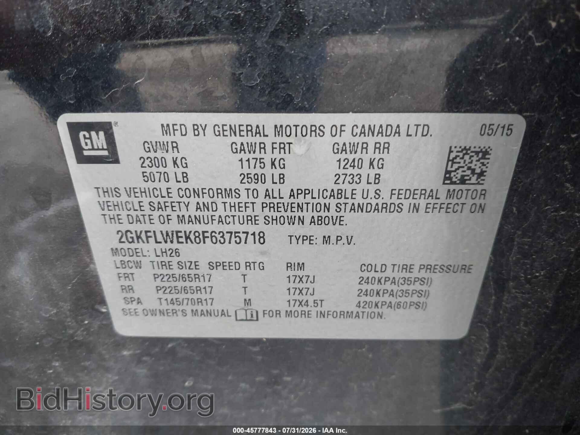 2015 GMC TERRAIN - VIN: 2GKFLWEK8F6375718 - Photo 9