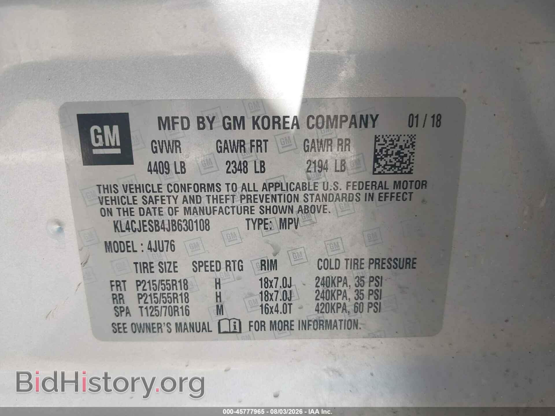 2018 BUICK ENCORE - VIN: KL4CJESB4JB630108 - Фото 9