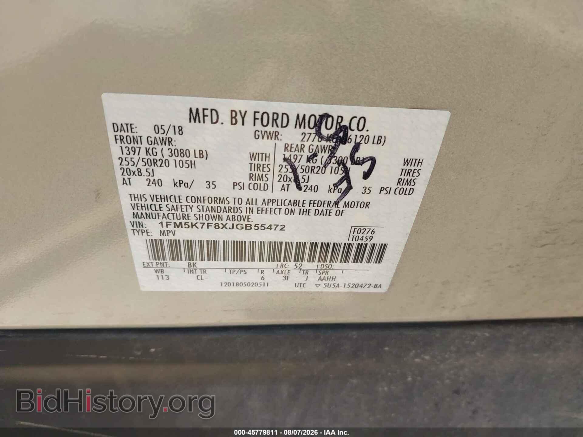 2018 FORD EXPLORER - VIN: 1FM5K7F8XJGB55472 - Photo 9