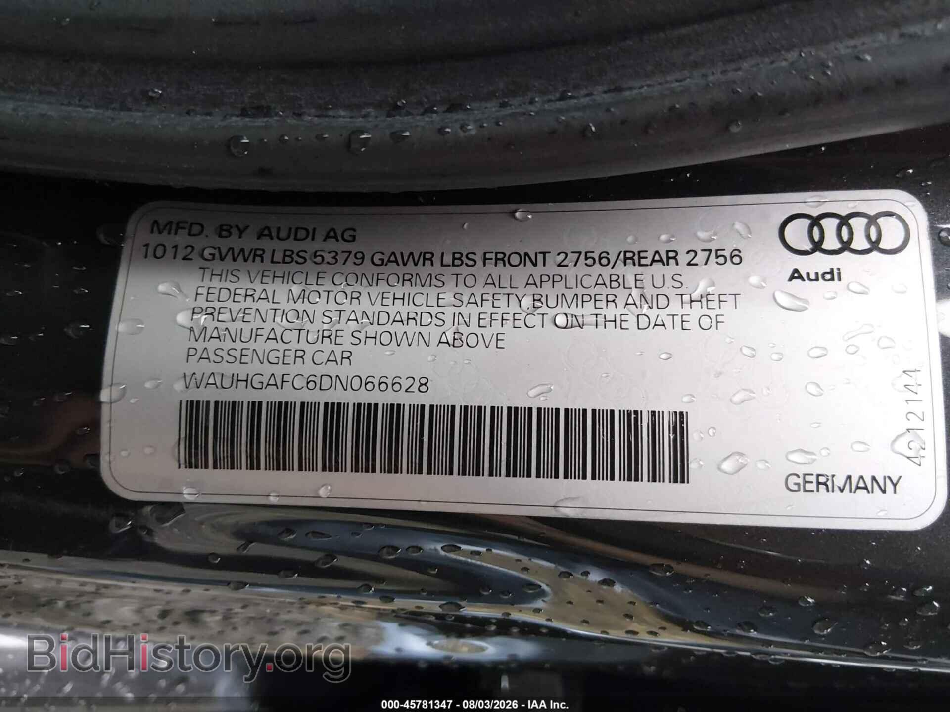 2013 AUDI A6 - VIN: WAUHGAFC6DN066628 - Фото 9