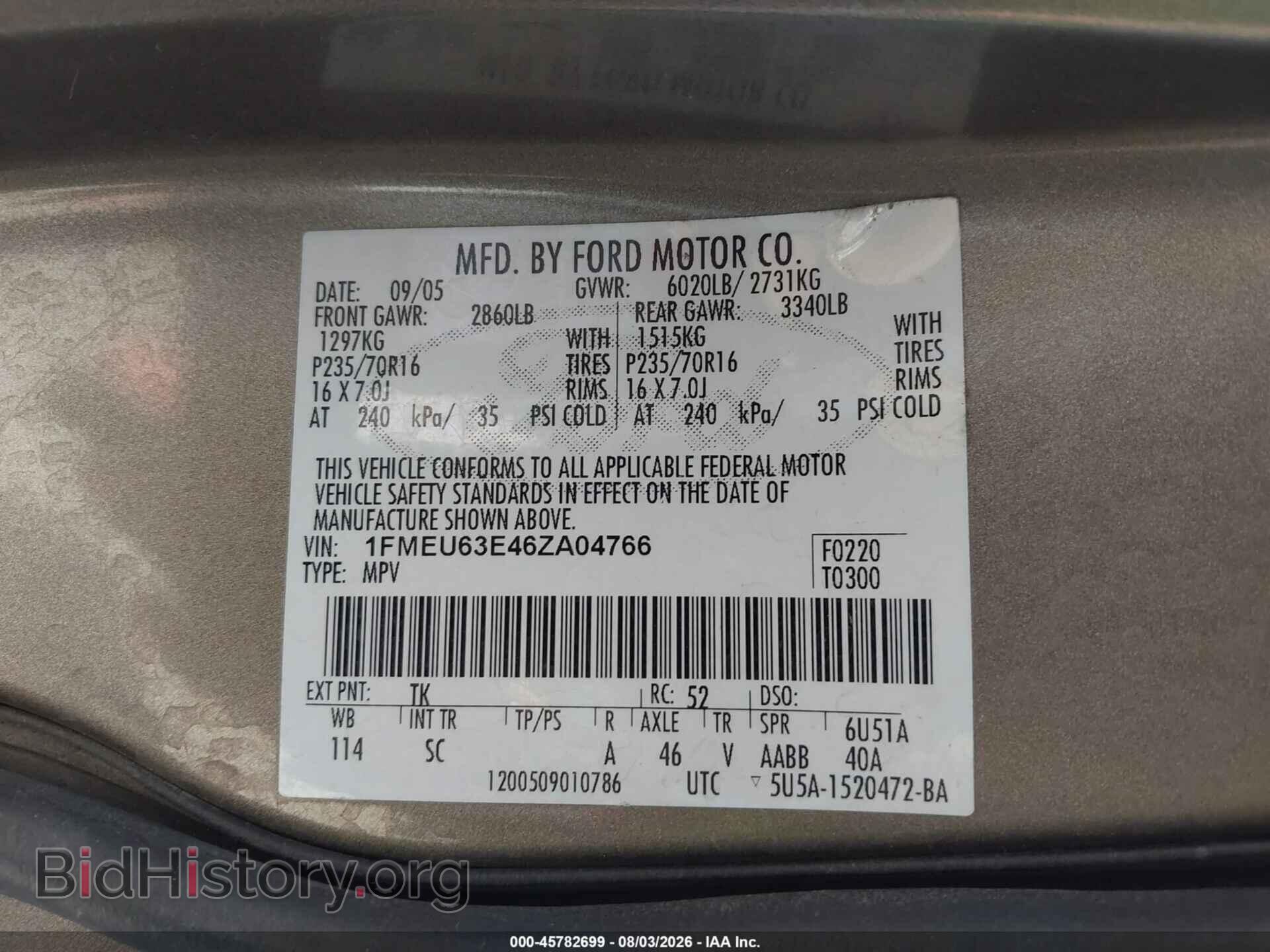 2006 FORD EXPLORER - VIN: 1FMEU63E46ZA04766 - Фото 9