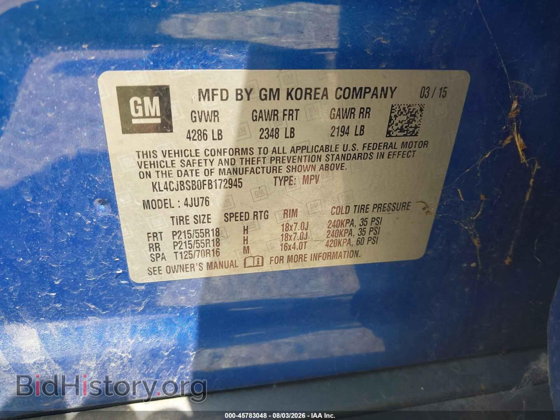 2015 BUICK ENCORE - VIN: KL4CJBSB0FB172945 - Photo 9