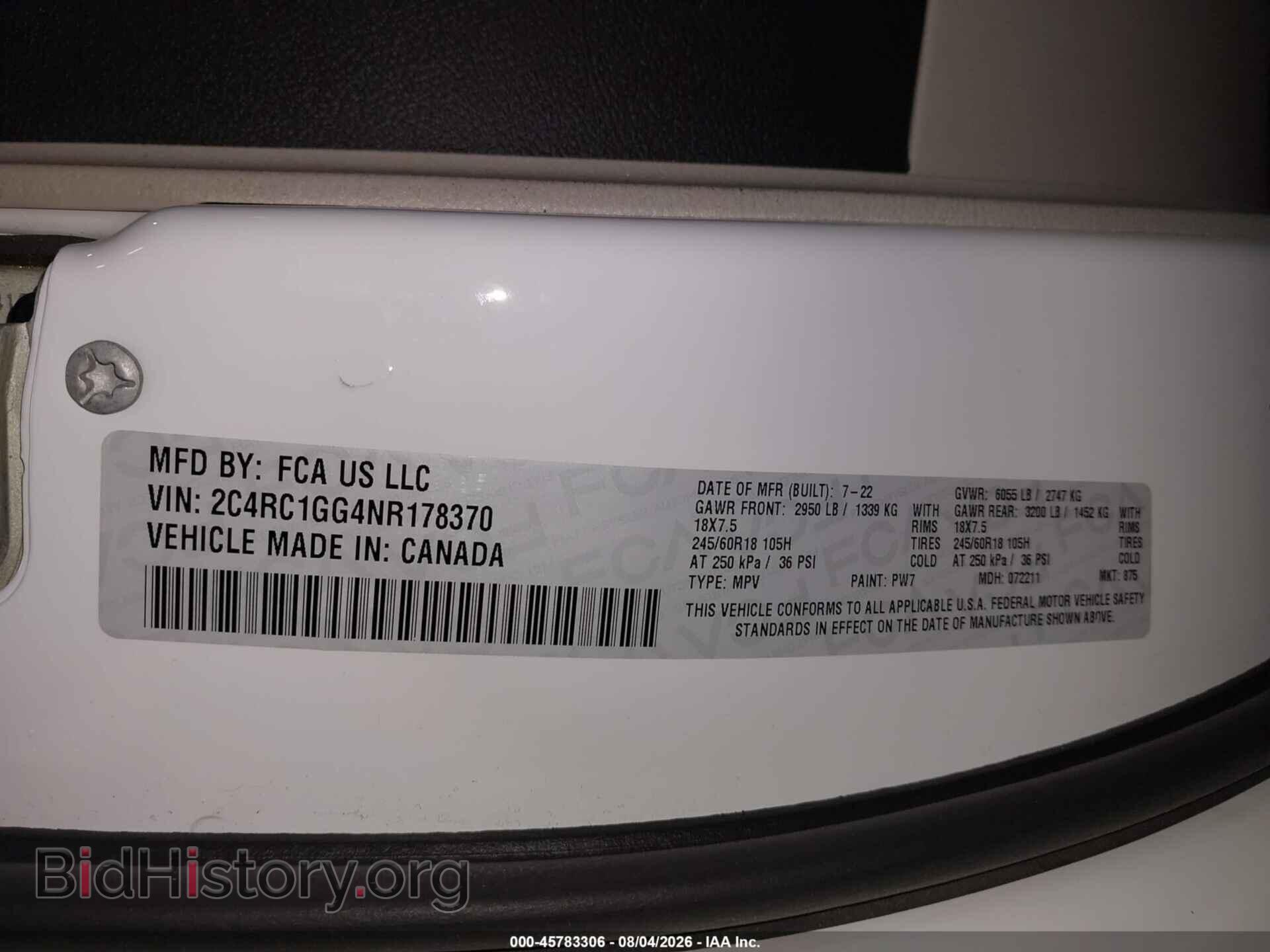2022 CHRYSLER PACIFICA - VIN: 2C4RC1GG4NR178370 - Photo 9