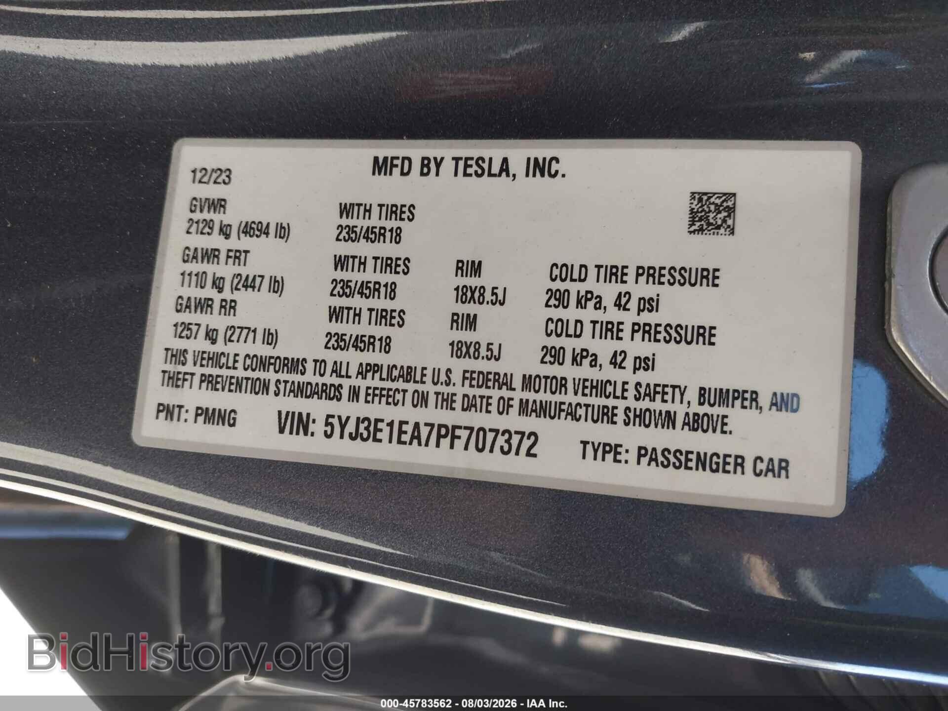 2023 TESLA MODEL 3 - VIN: 5YJ3E1EA7PF707372 - Фото 9