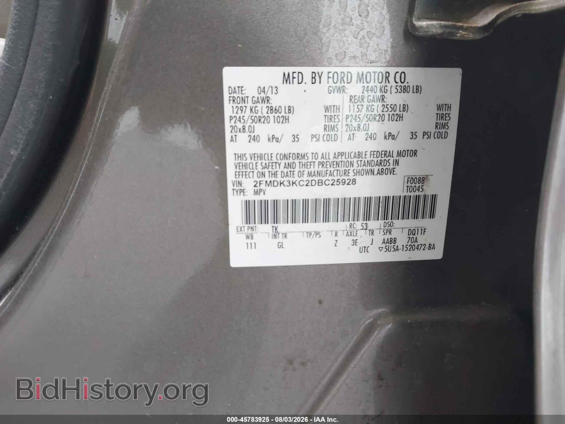 2013 FORD EDGE - VIN: 2FMDK3KC2DBC25928 - Photo 9