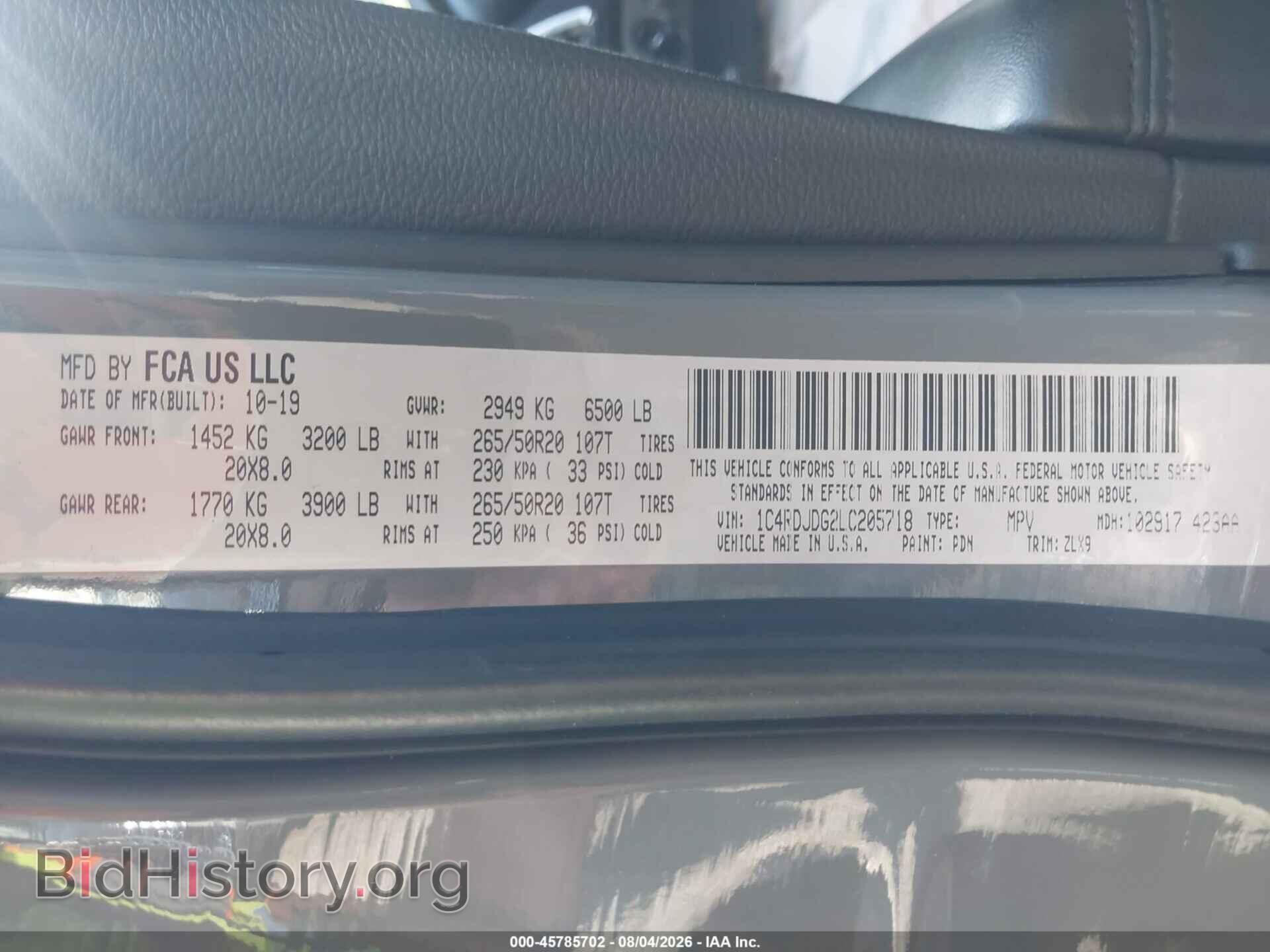 2020 DODGE DURANGO - VIN: 1C4RDJDG2LC205718 - Photo 9