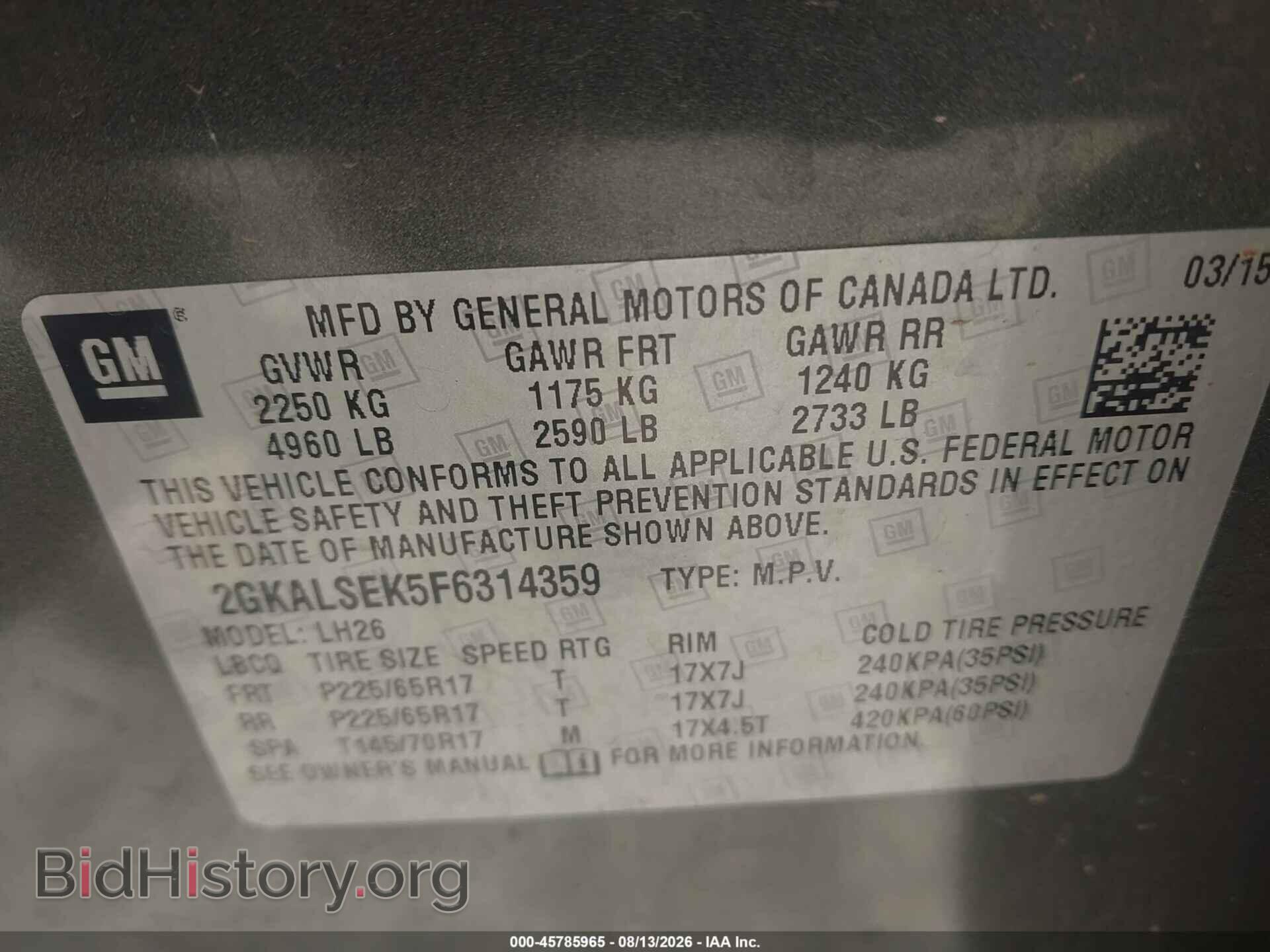 2015 GMC TERRAIN - VIN: 2GKALSEK5F6314359 - Photo 9