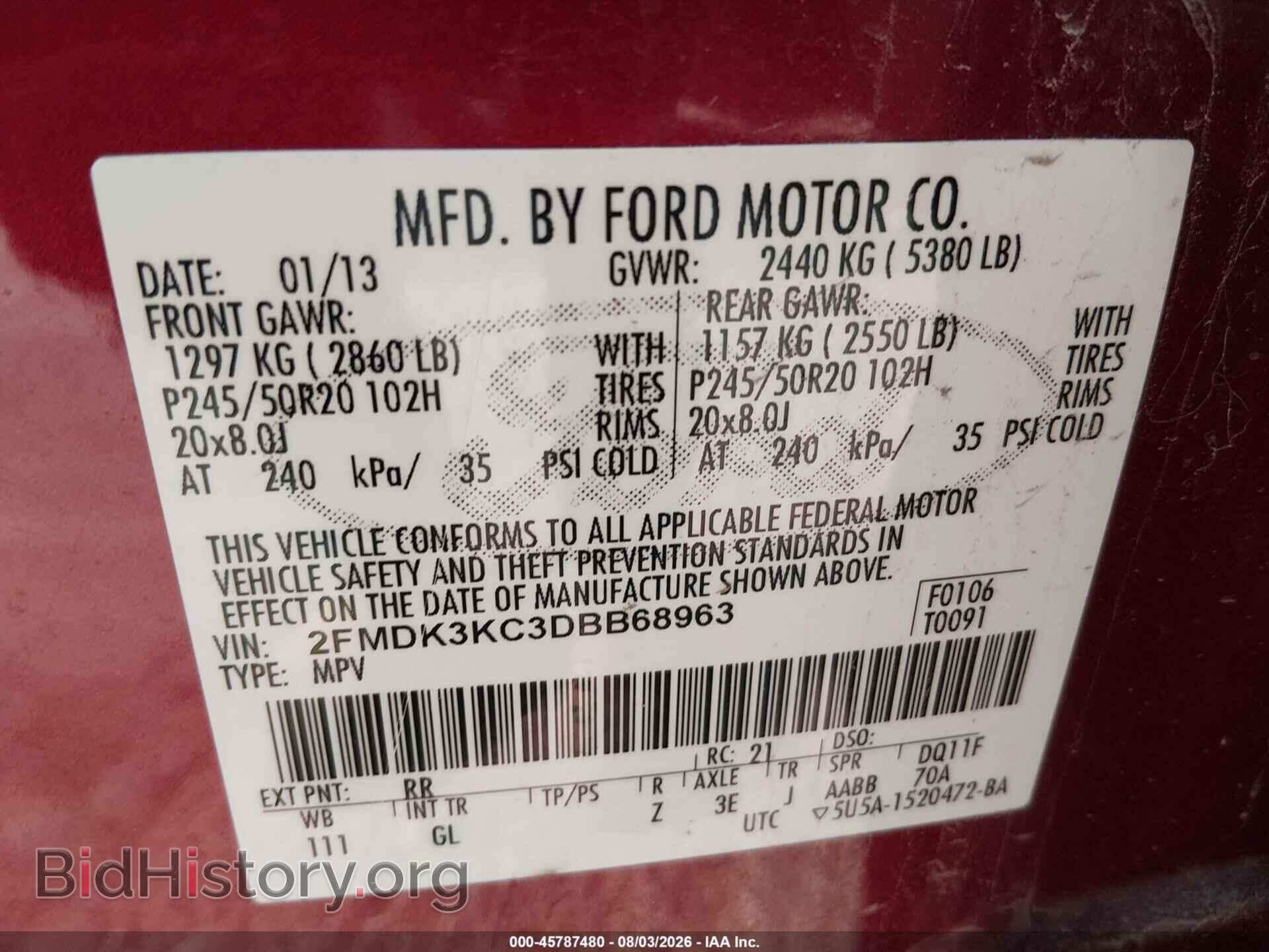 2013 FORD EDGE - VIN: 2FMDK3KC3DBB68963 - Photo 9