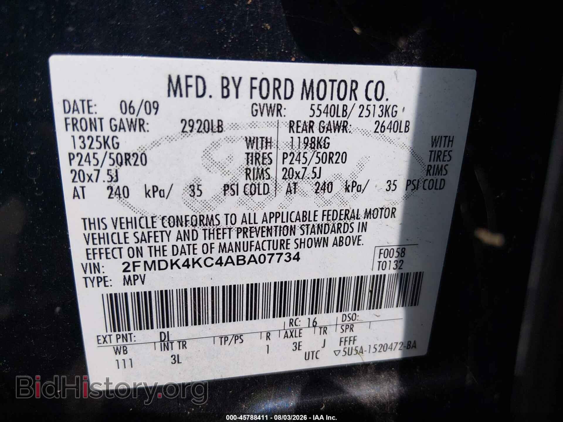 2010 FORD EDGE - VIN: 2FMDK4KC4ABA07734 - Photo 9