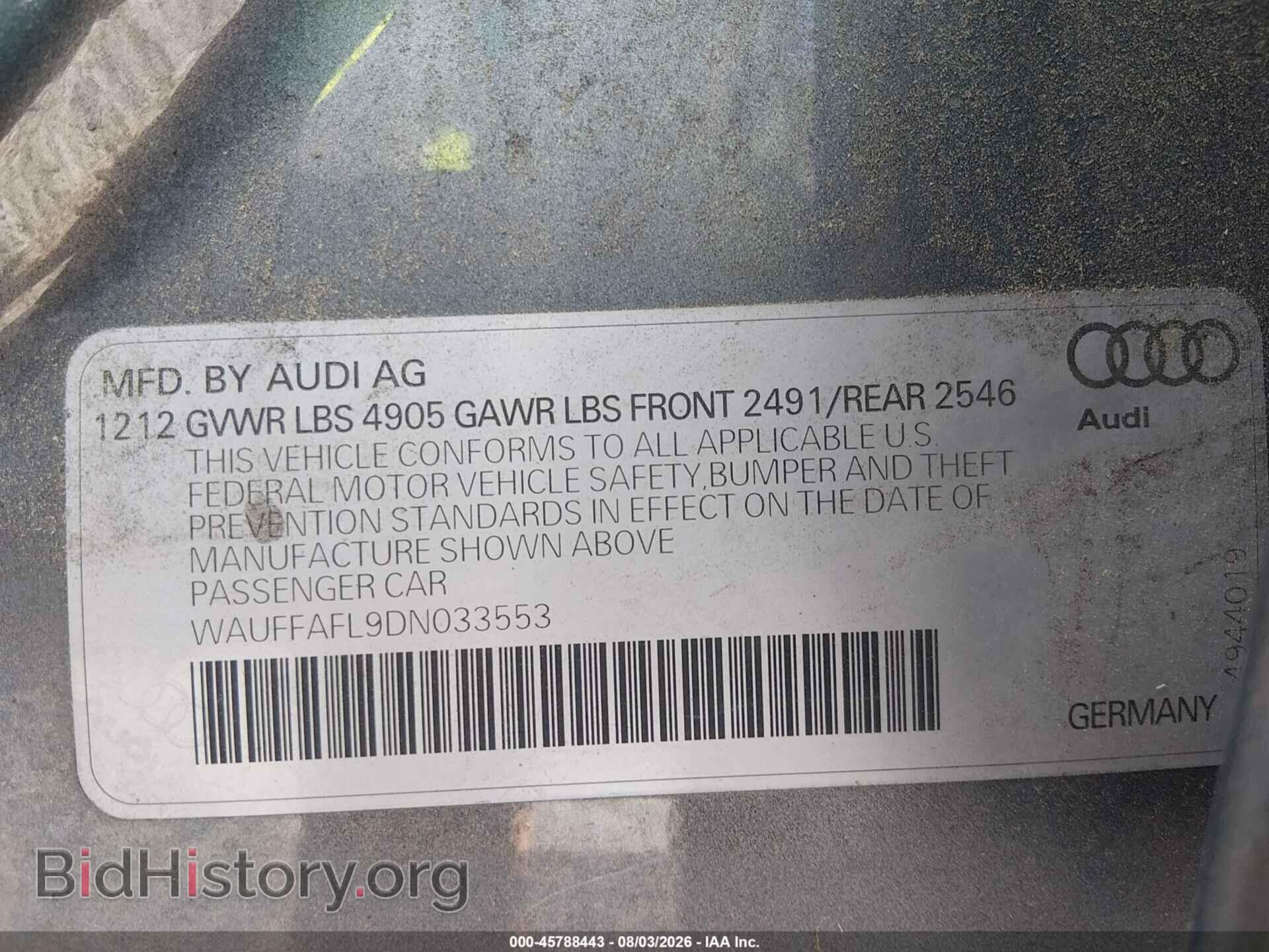 2013 AUDI A4 - VIN: WAUFFAFL9DN033553 - Фото 9