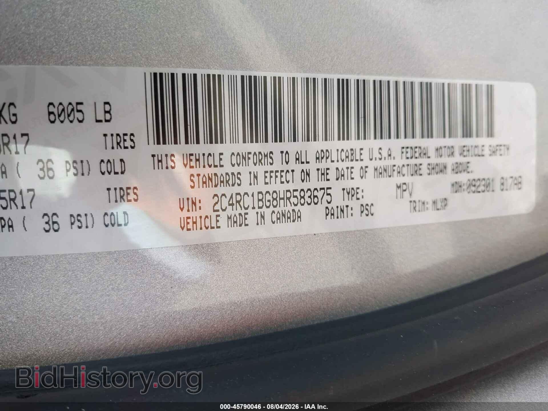 2017 CHRYSLER PACIFICA - VIN: 2C4RC1BG8HR583675 - Photo 9