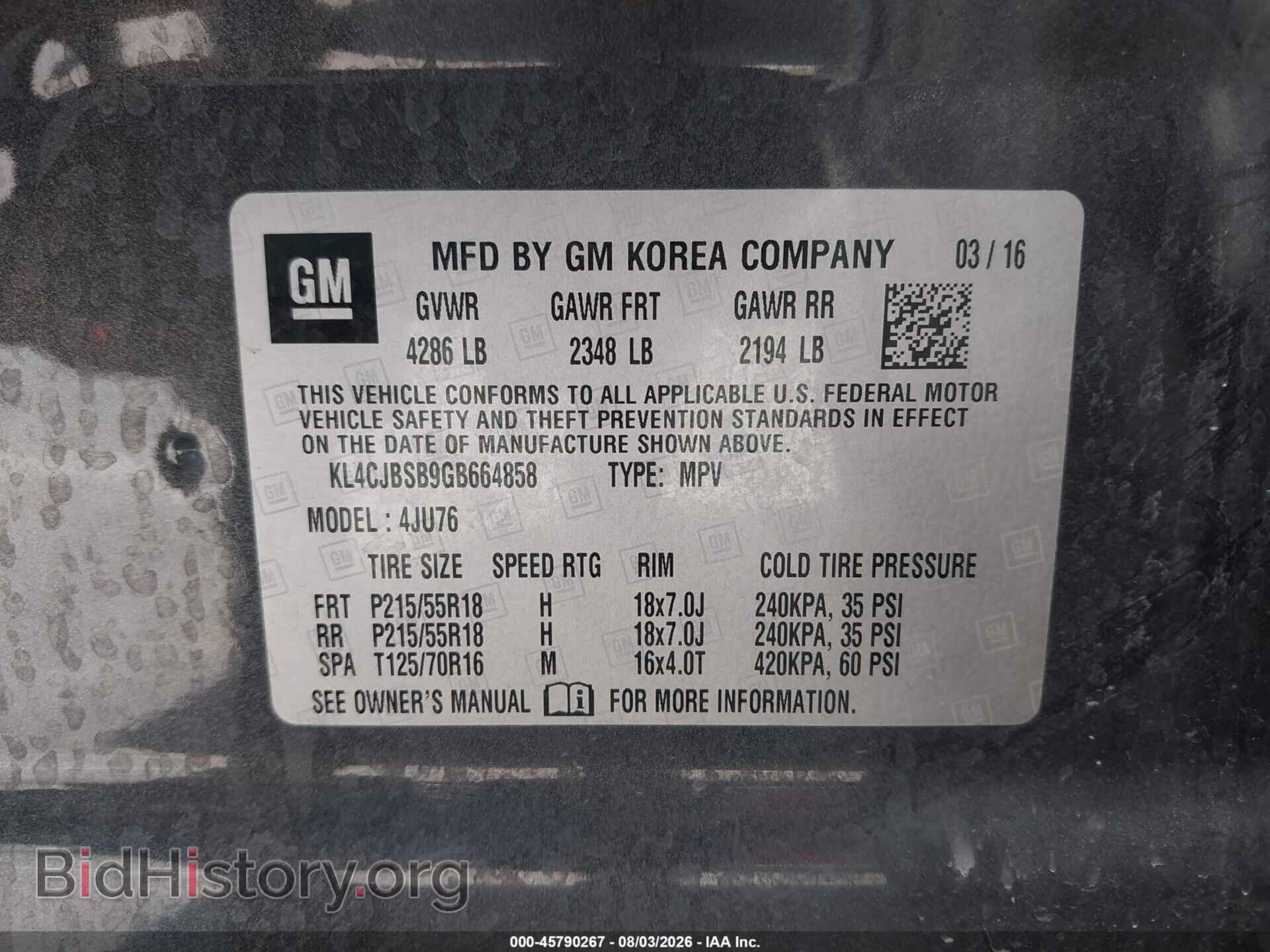 2016 BUICK ENCORE - VIN: KL4CJBSB9GB664858 - Фото 9