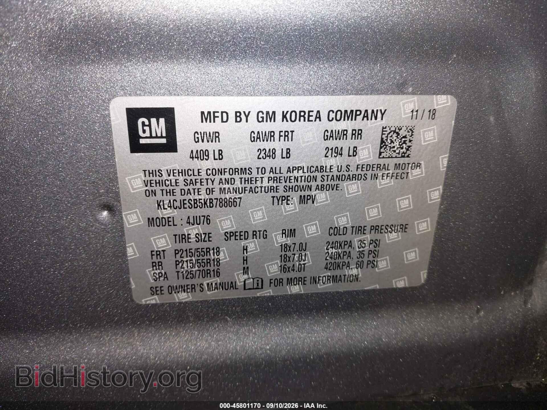 2019 BUICK ENCORE - VIN: KL4CJESB5KB788667 - Photo 9