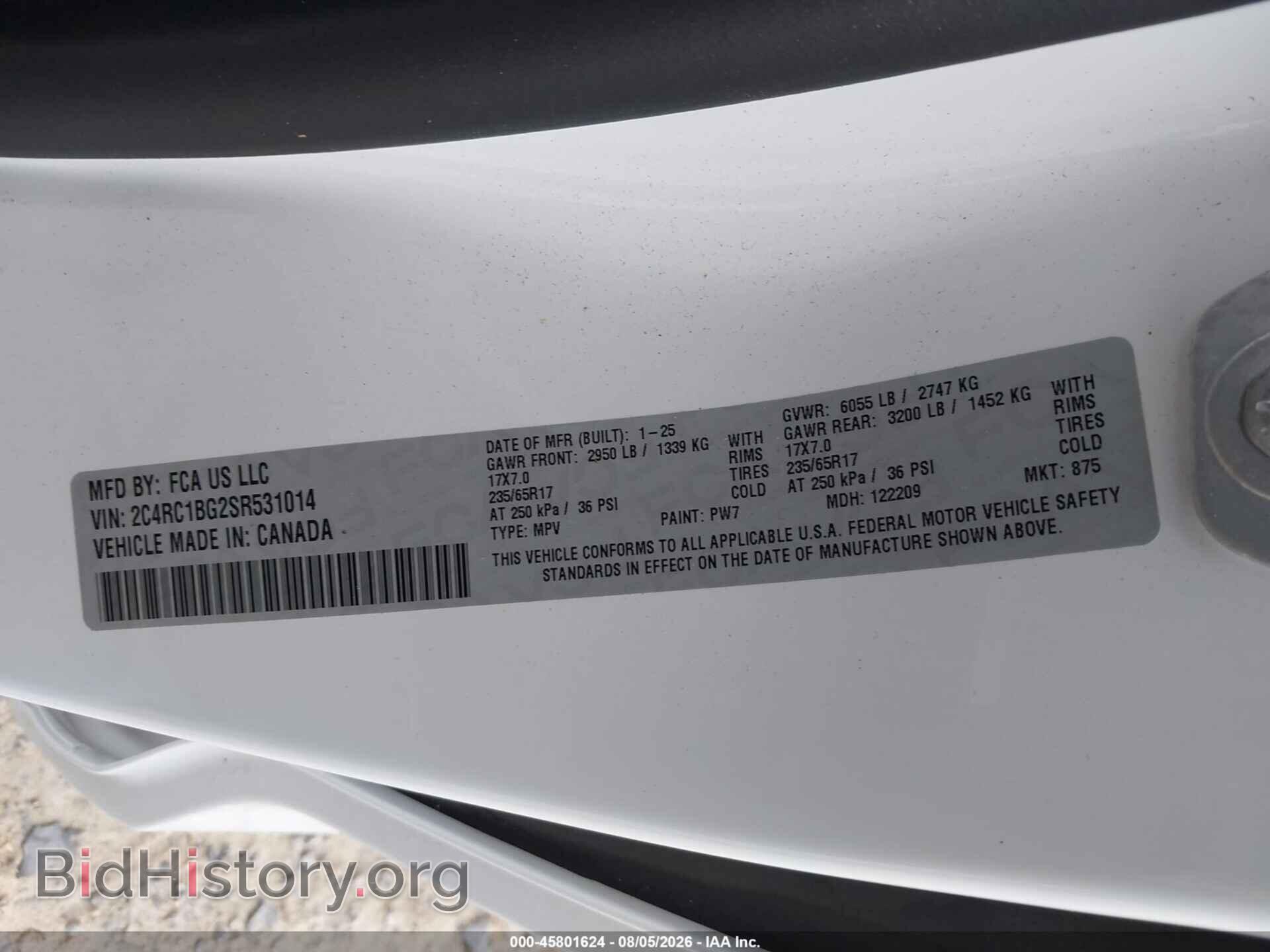2025 CHRYSLER PACIFICA - VIN: 2C4RC1BG2SR531014 - Photo 9
