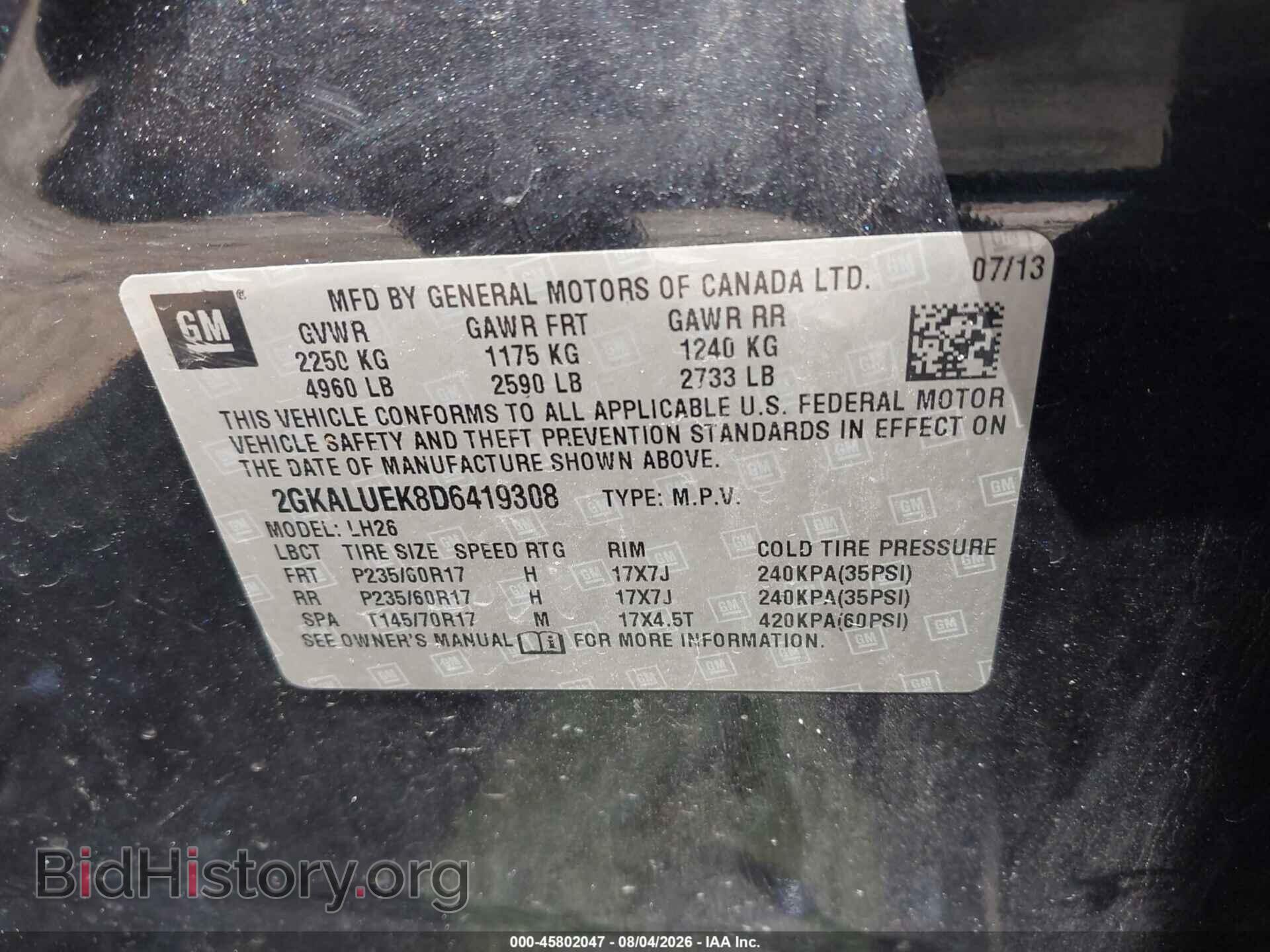 2013 GMC TERRAIN - VIN: 2GKALUEK8D6419308 - Фото 9