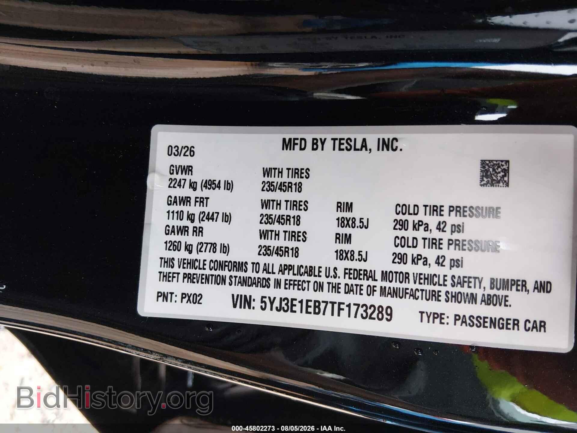 2026 TESLA MODEL 3 - VIN: 5YJ3E1EB7TF173289 - Фото 9