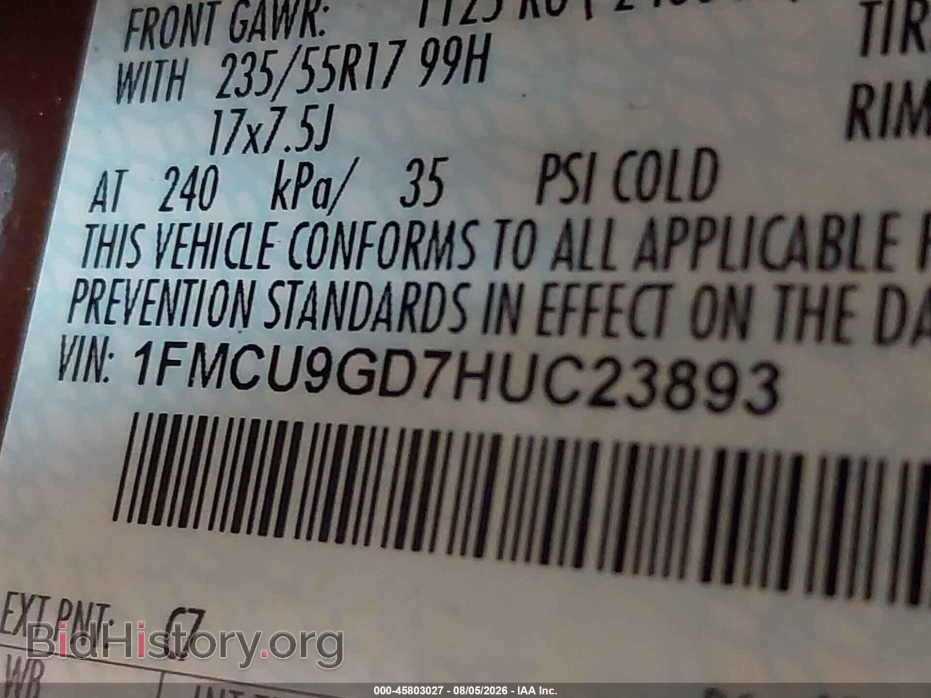 2017 FORD ESCAPE - VIN: 1FMCU9GD7HUC23893 - Photo 9