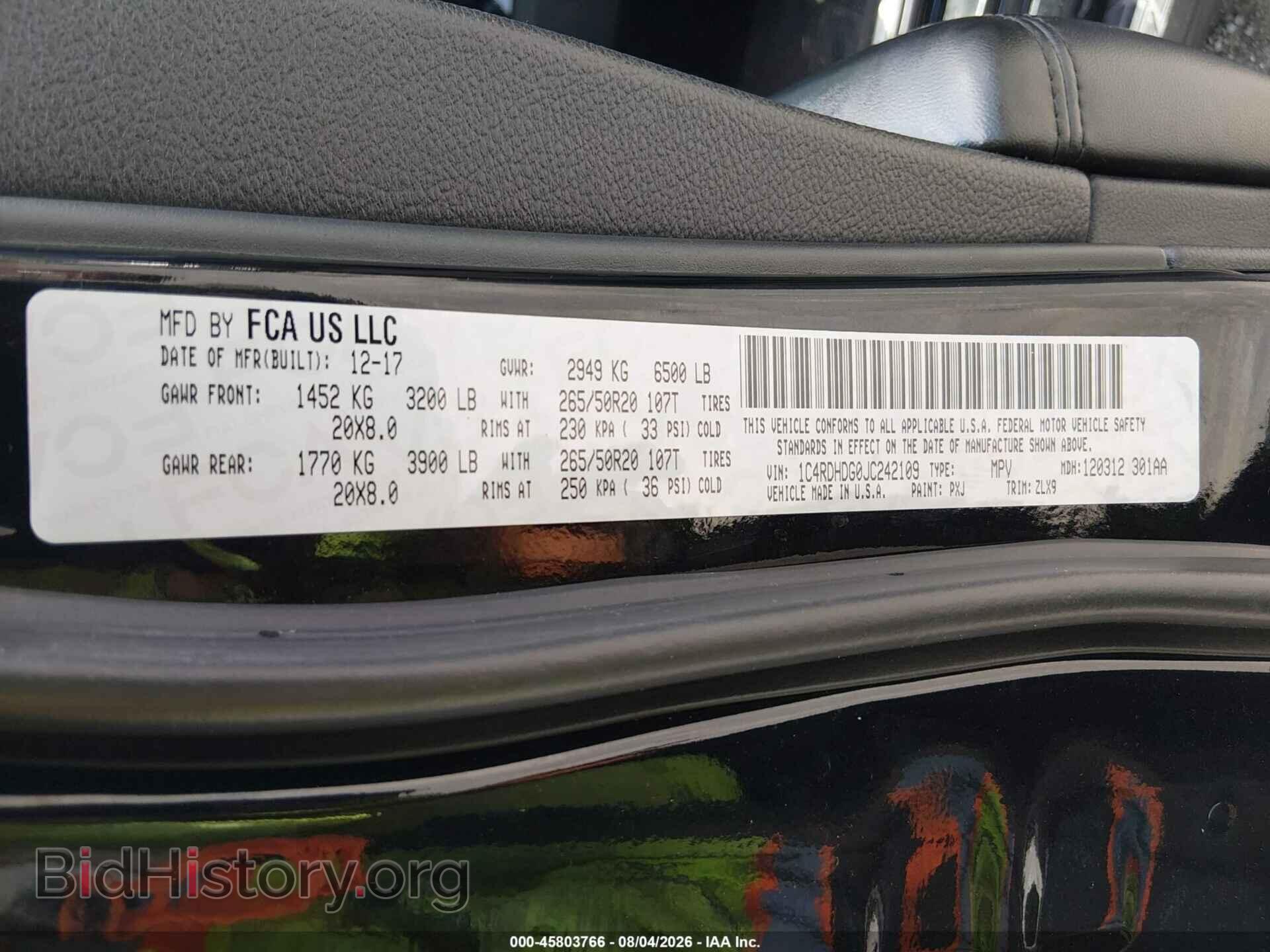 2018 DODGE DURANGO - VIN: 1C4RDHDG0JC242109 - Photo 9