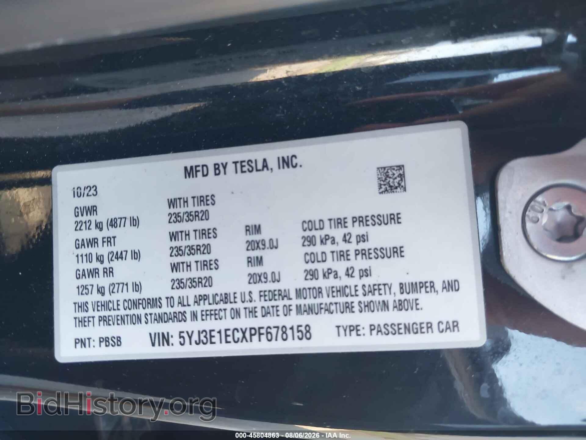 2023 TESLA MODEL 3 - VIN: 5YJ3E1ECXPF678158 - Фото 9