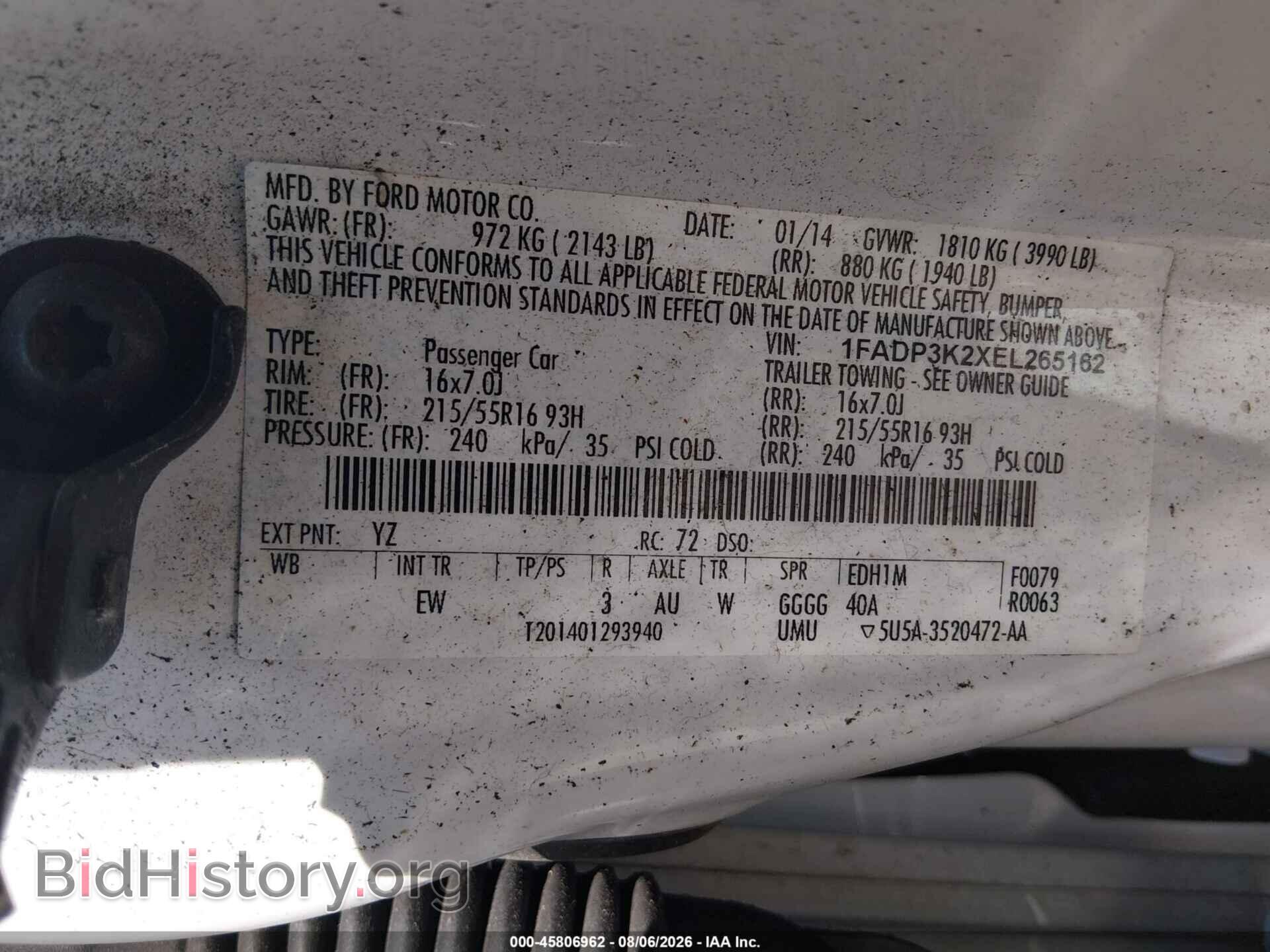 2014 FORD FOCUS - VIN: 1FADP3K2XEL265162 - Фото 9