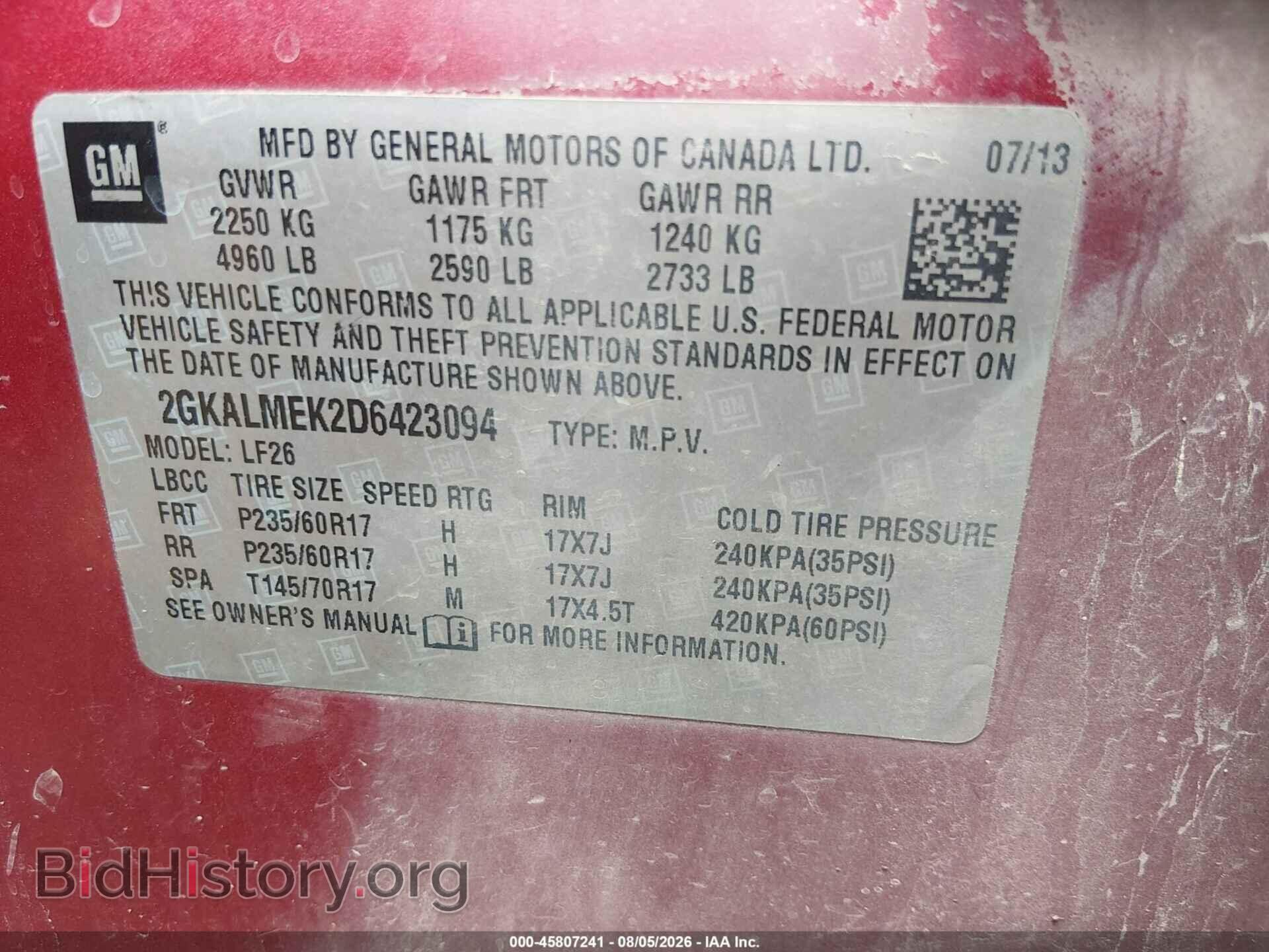 2013 GMC TERRAIN - VIN: 2GKALMEK2D6423094 - Фото 9