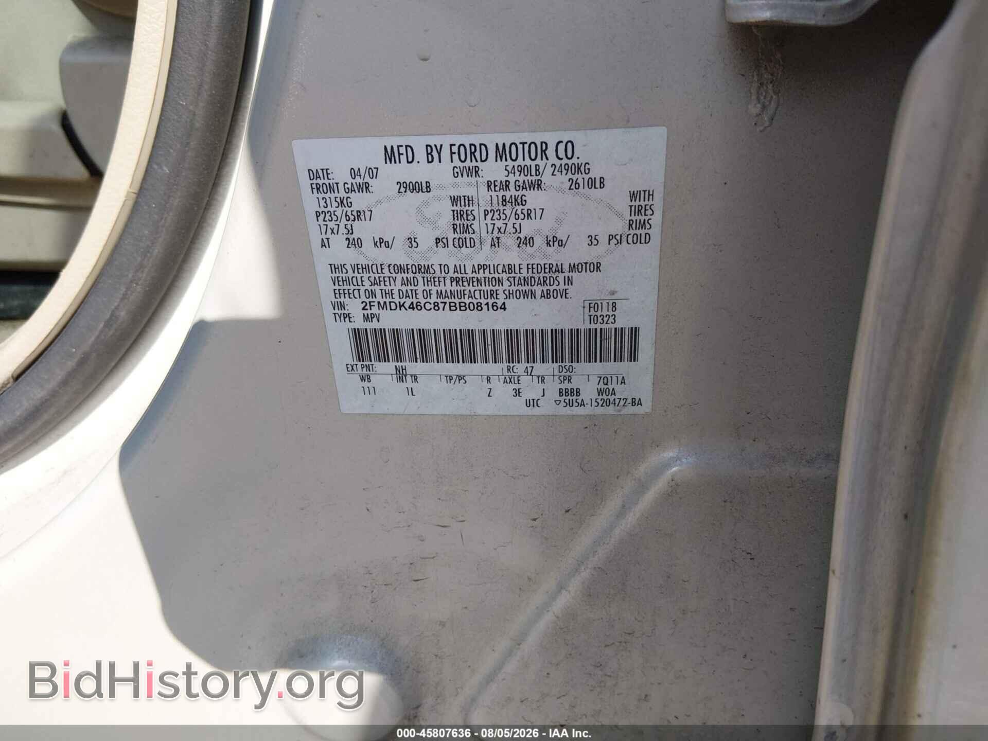 2007 FORD EDGE - VIN: 2FMDK46C87BB08164 - Photo 9
