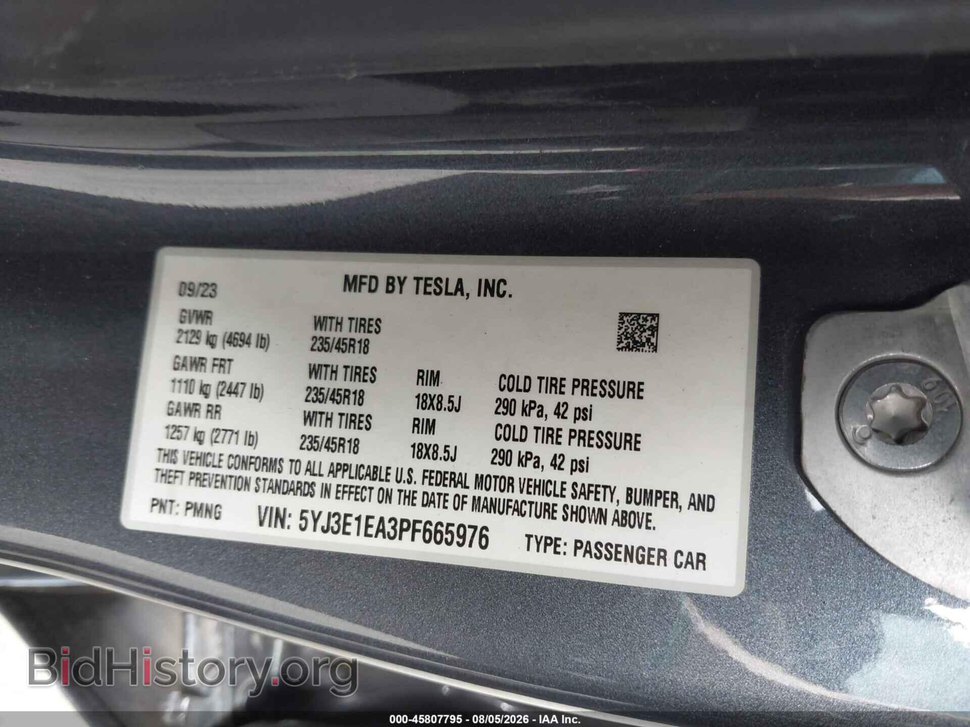 2023 TESLA MODEL 3 - VIN: 5YJ3E1EA3PF665976 - Фото 9