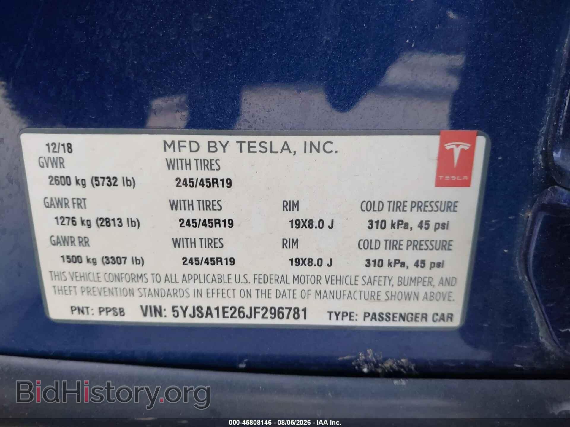 2018 TESLA MODEL S - VIN: 5YJSA1E26JF296781 - Фото 9
