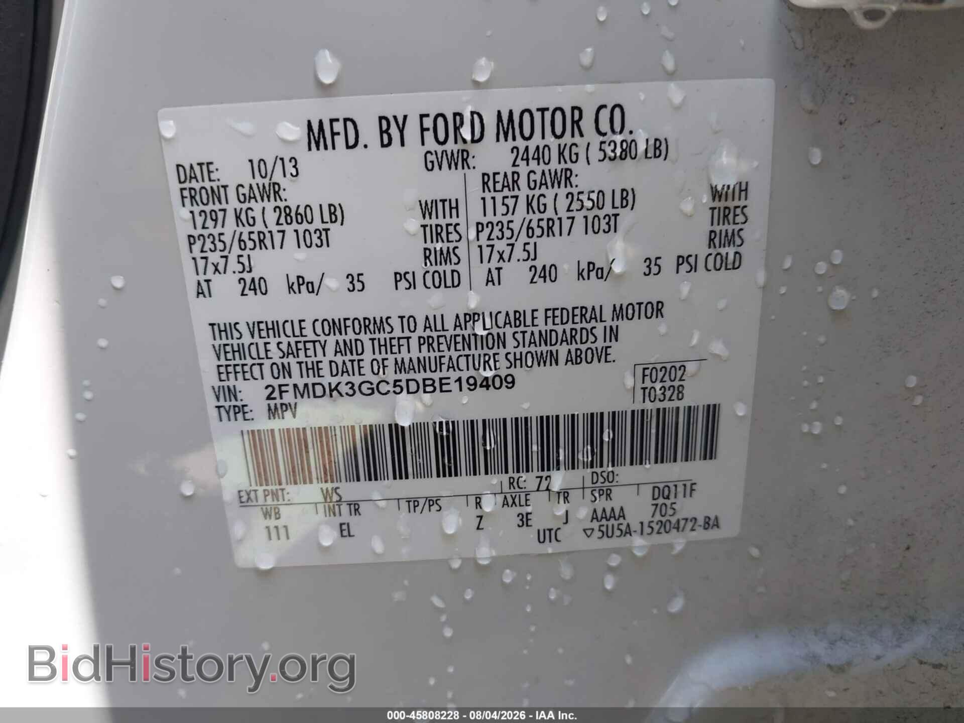 2013 FORD EDGE - VIN: 2FMDK3GC5DBE19409 - Photo 9