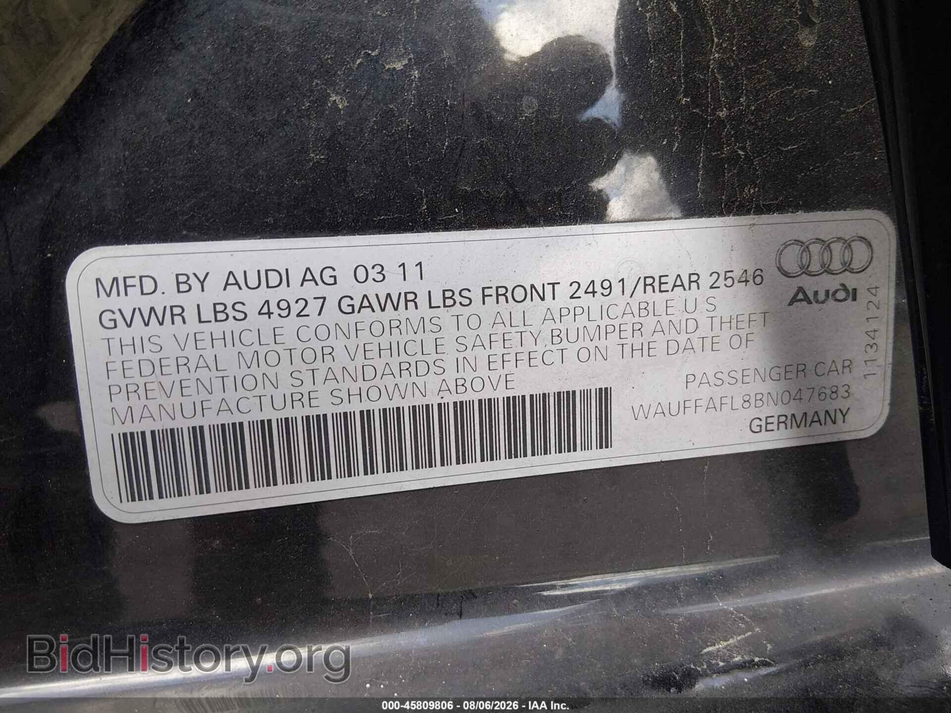 2011 AUDI A4 - VIN: WAUFFAFL8BN047683 - Photo 9