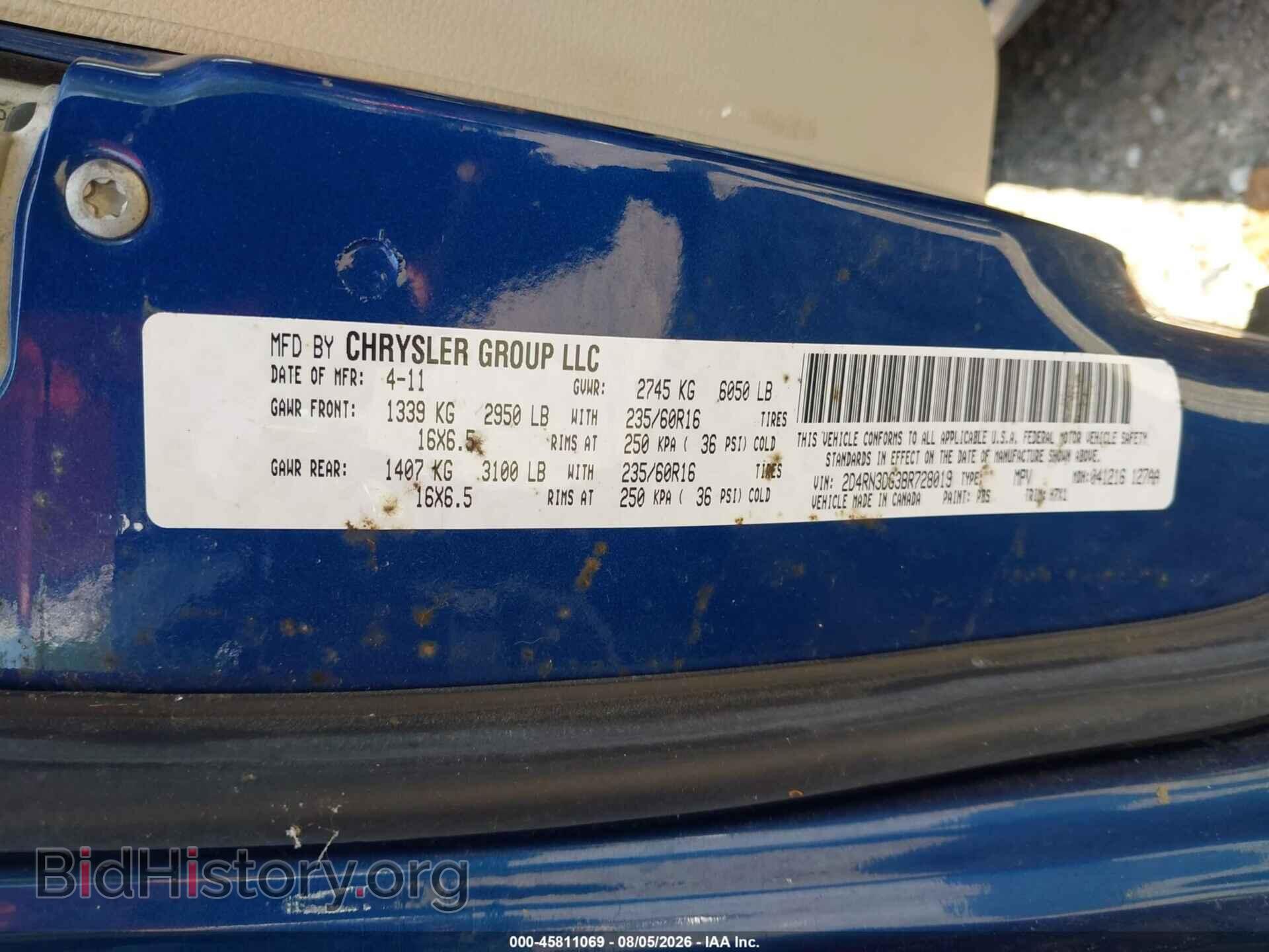 2011 DODGE GRAND CARAVAN - VIN: 2D4RN3DG3BR728019 - Фото 9