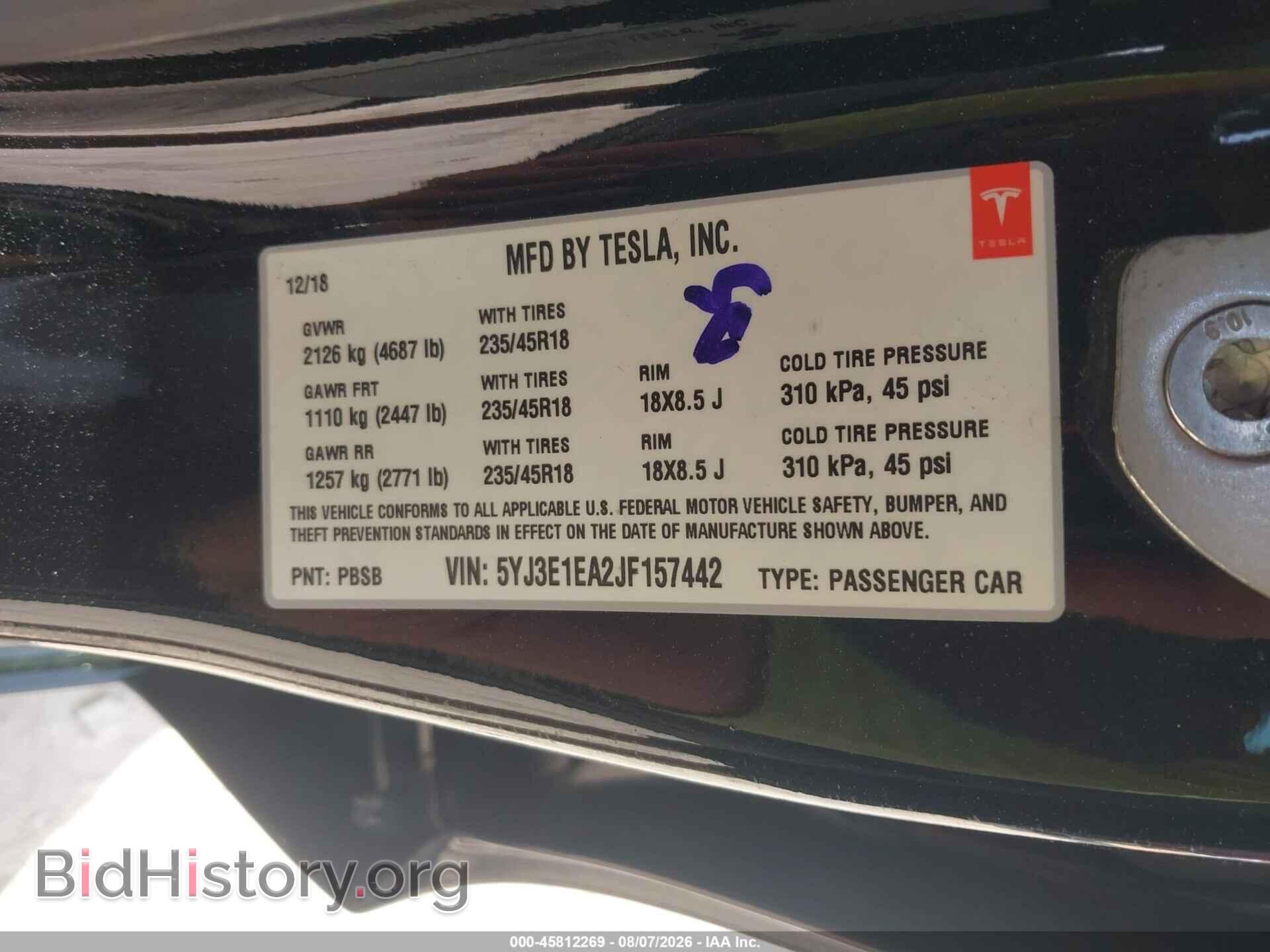 2018 TESLA MODEL 3 - VIN: 5YJ3E1EA2JF157442 - Photo 9