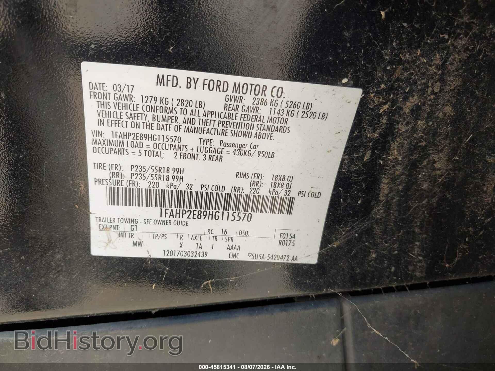 2017 FORD TAURUS - VIN: 1FAHP2E89HG115570 - Фото 9
