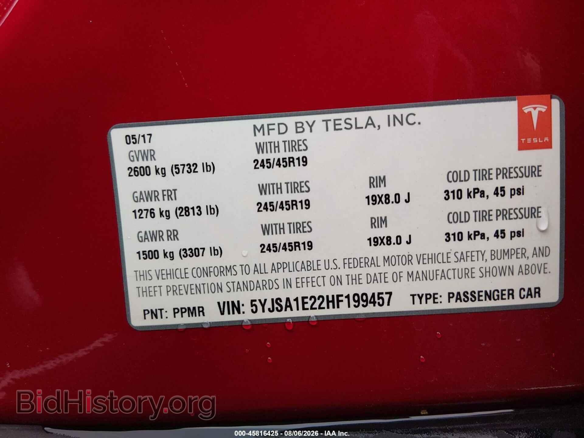 2017 TESLA MODEL S - VIN: 5YJSA1E22HF199457 - Photo 8