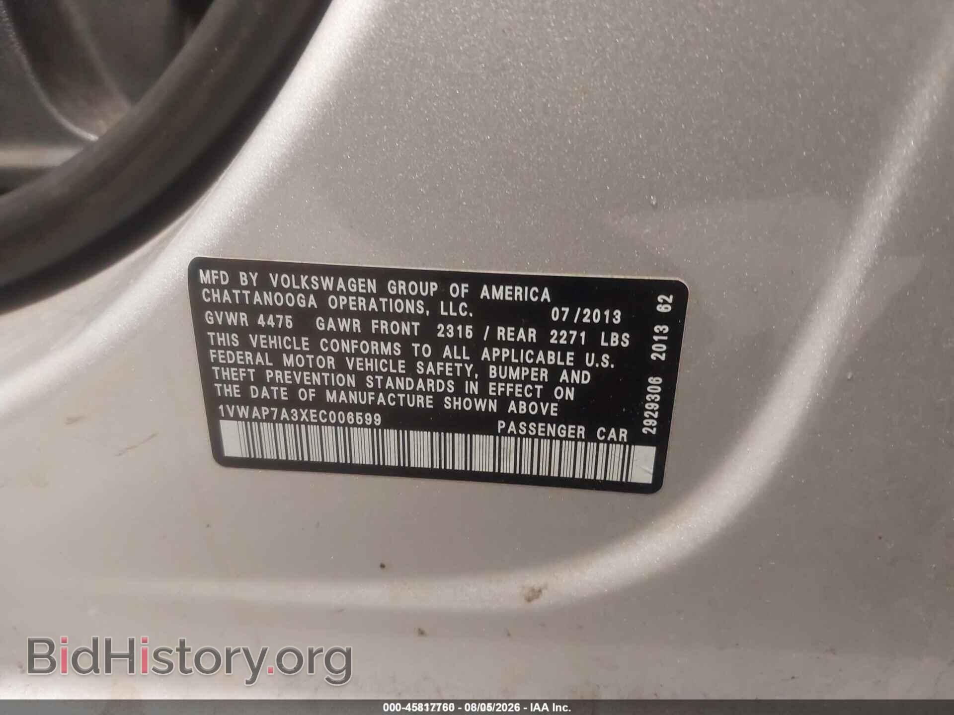 2014 VOLKSWAGEN PASSAT - VIN: 1VWAP7A3XEC006599 - Photo 9