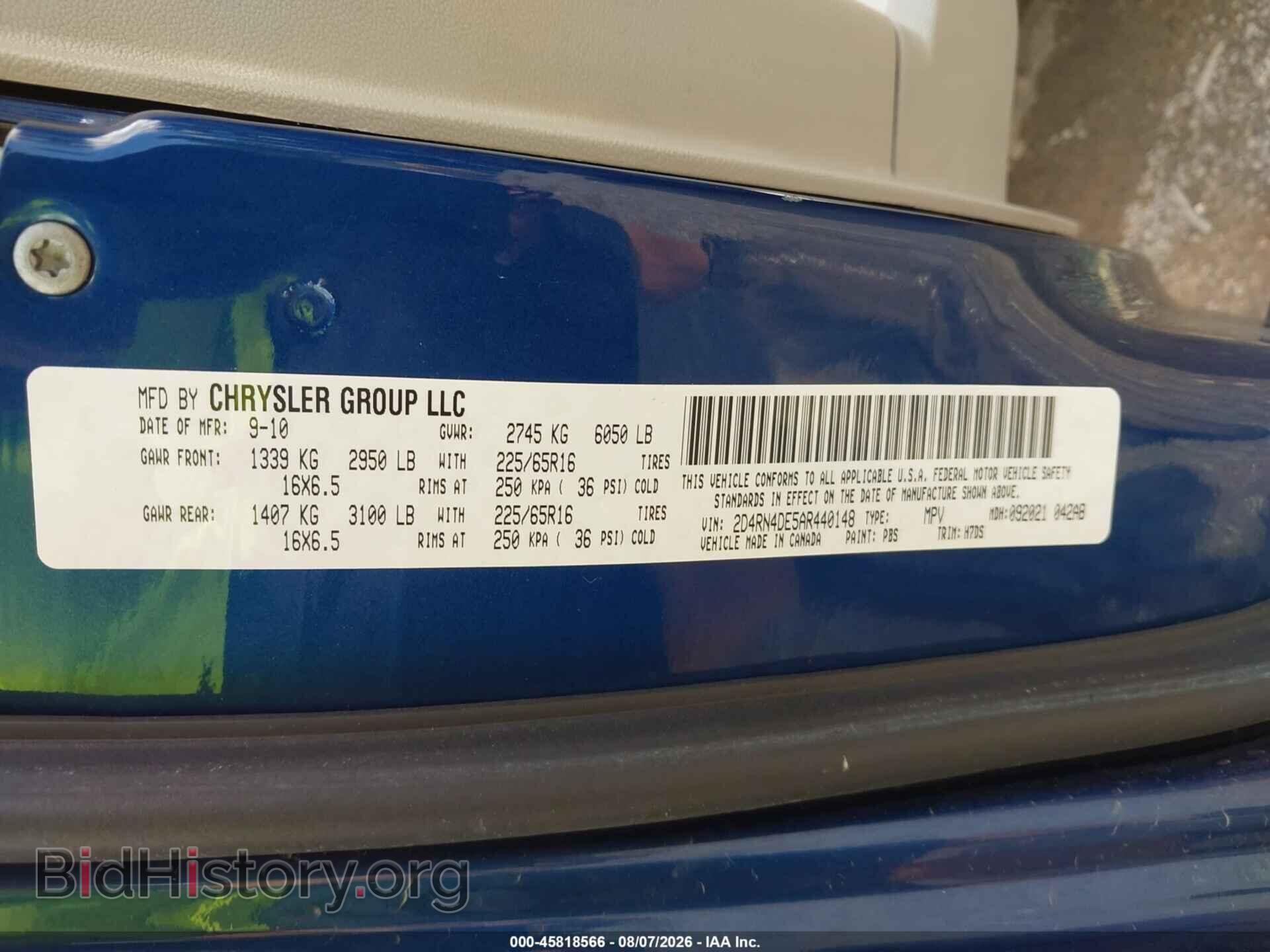 2010 DODGE GRAND CARAVAN - VIN: 2D4RN4DE5AR440148 - Фото 9