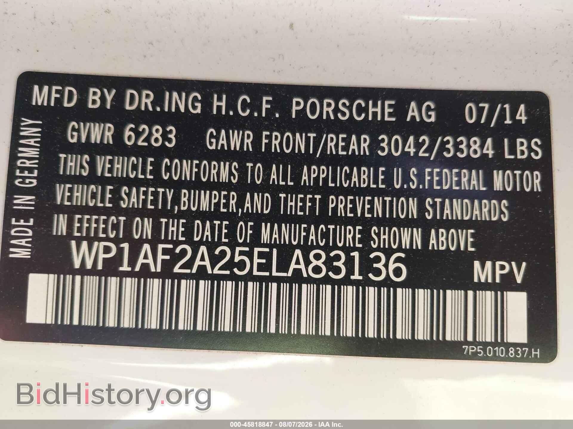 2014 PORSCHE CAYENNE - VIN: WP1AF2A25ELA83136 - Фото 9