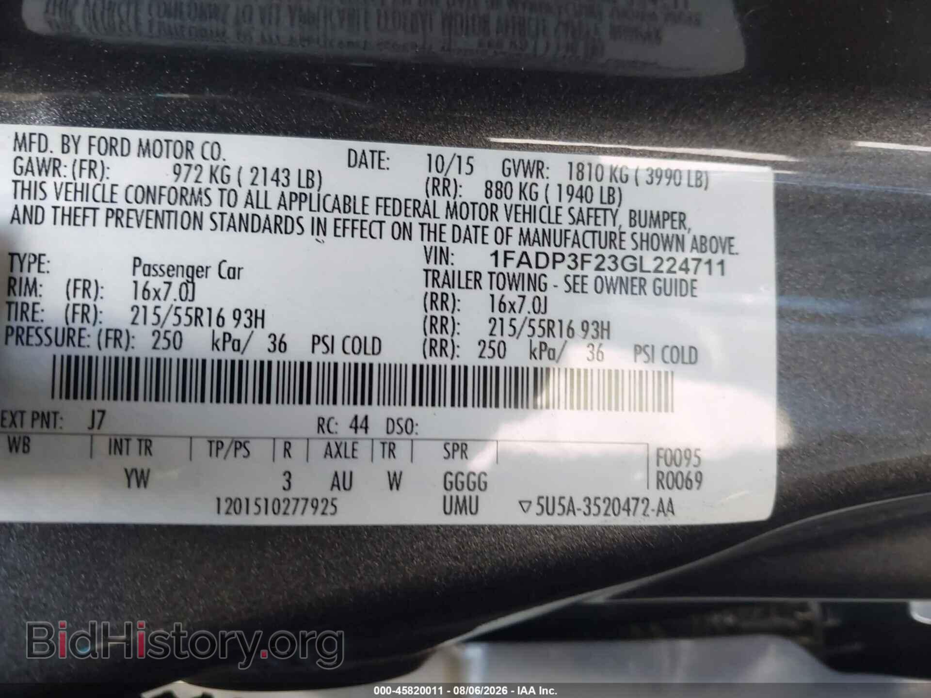 2016 FORD FOCUS - VIN: 1FADP3F23GL224711 - Фото 9