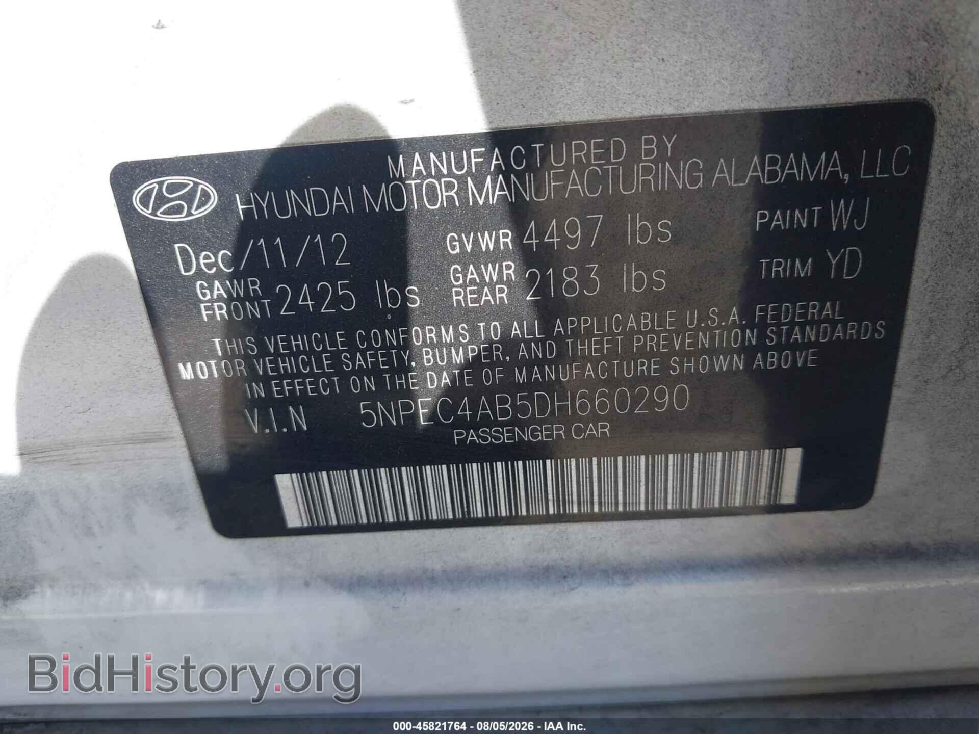 2013 HYUNDAI SONATA - VIN: 5NPEC4AB5DH660290 - Фото 9