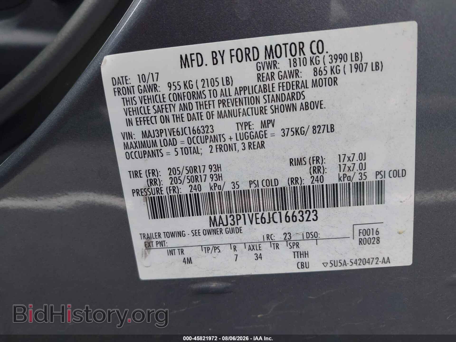 2018 FORD ECOSPORT - VIN: MAJ3P1VE6JC166323 - Photo 9