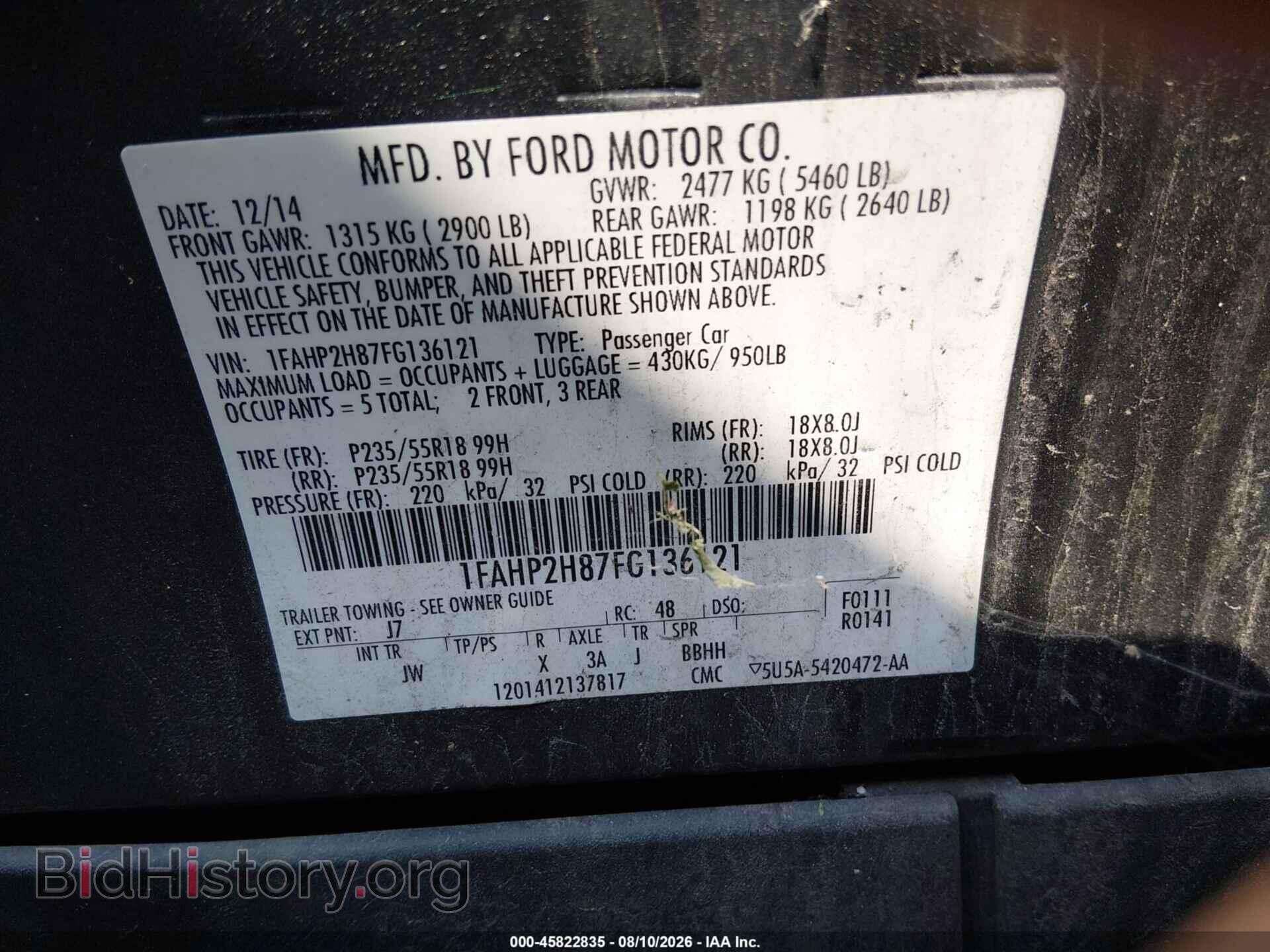 2015 FORD TAURUS - VIN: 1FAHP2H87FG136121 - Photo 9