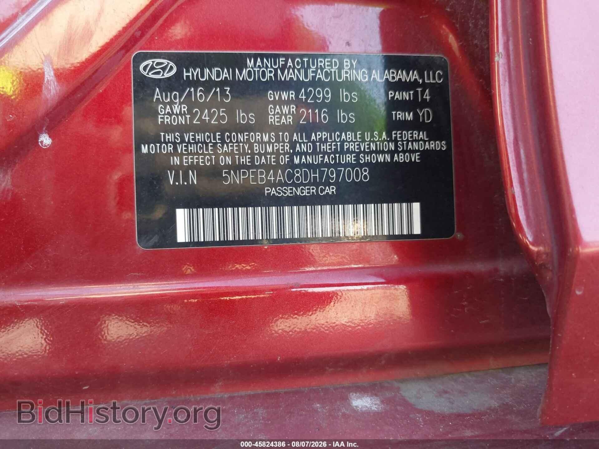 2013 HYUNDAI SONATA - VIN: 5NPEB4AC8D8797008 - Фото 9
